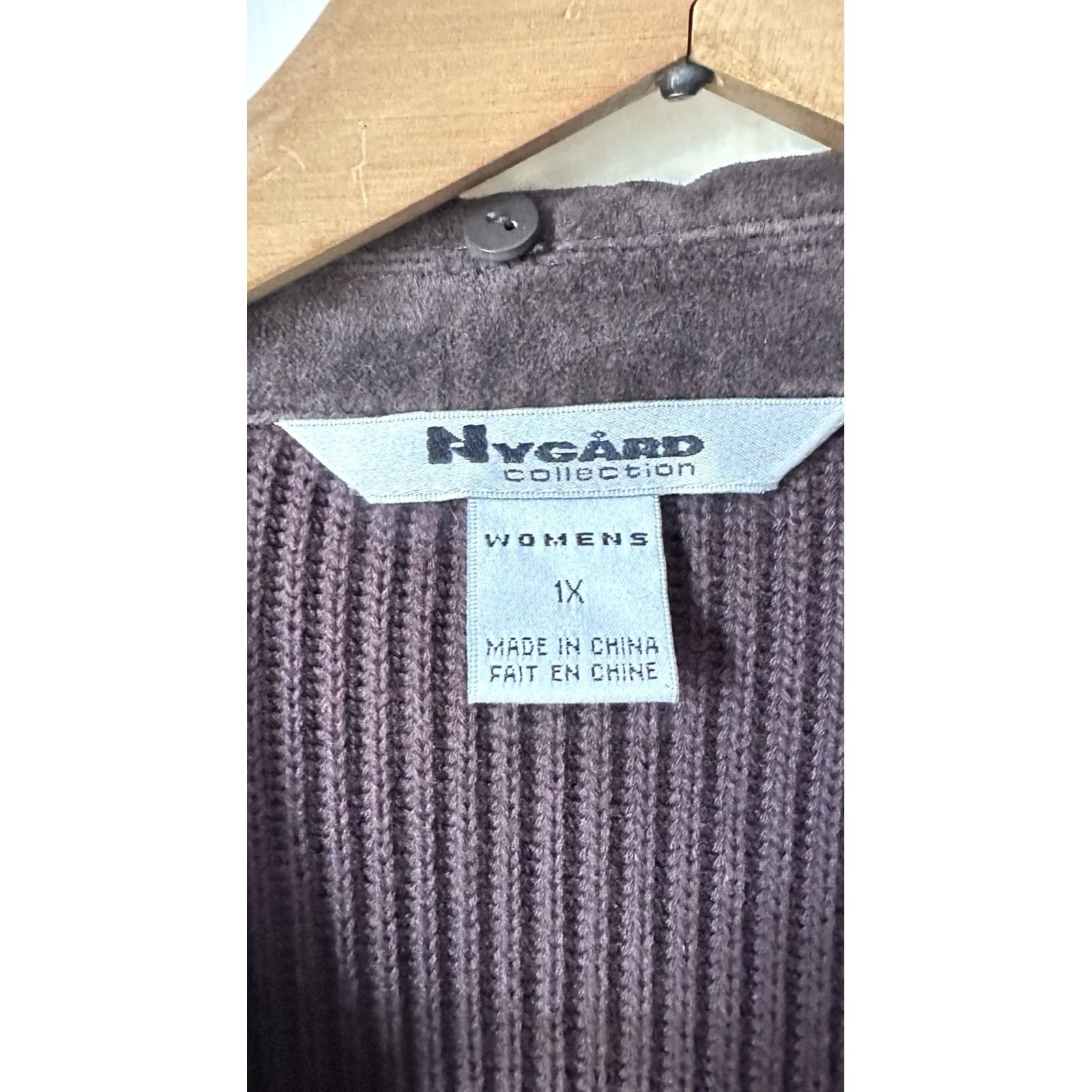 CHOCOOLATE Nygard Womens Leather & Knit Sweater Jacket Chocolate Brown 1X Size XL / US 12-14 / IT 48-50 - 7 Thumbnail