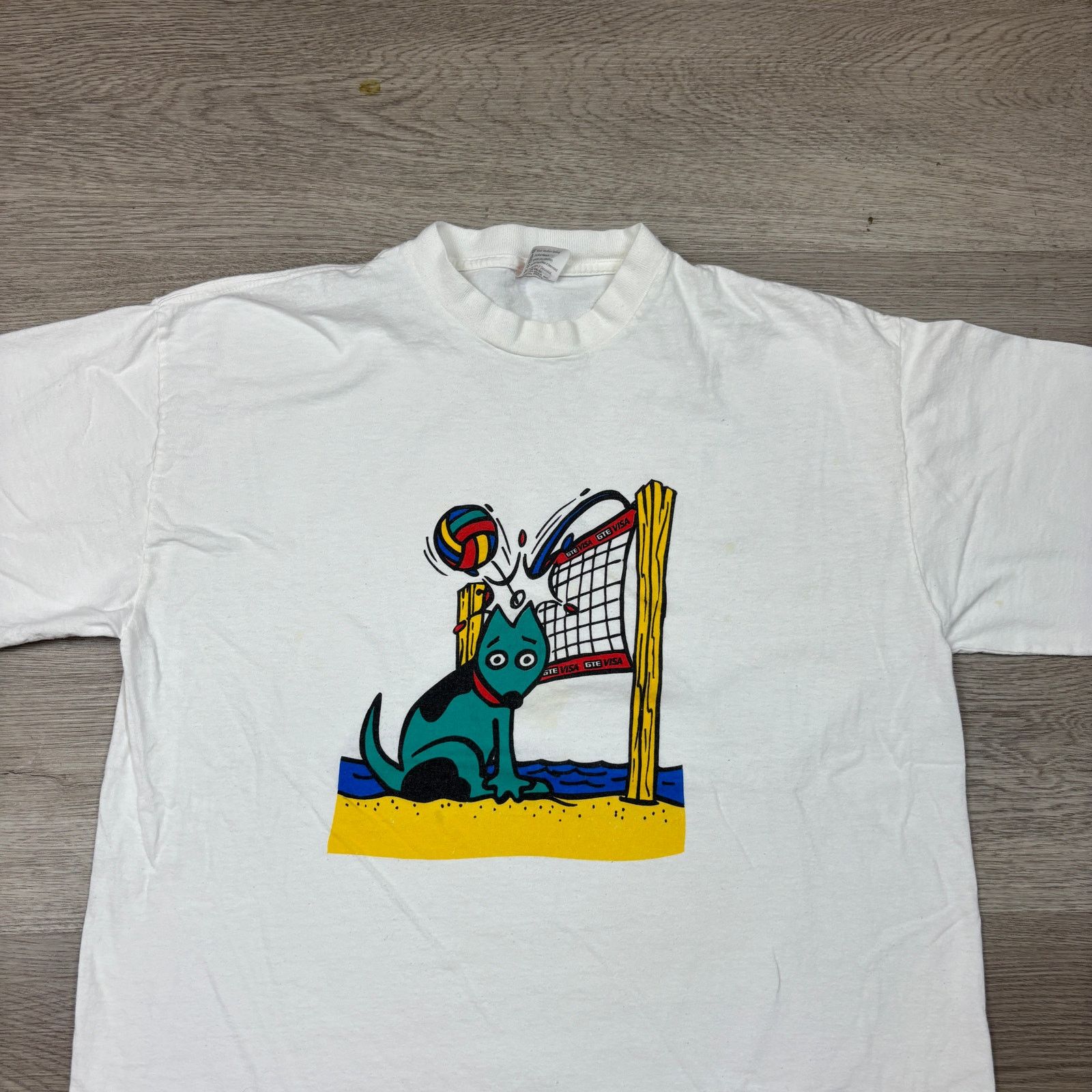 Vintage Vintage 90s GTE Visa Volleyball Dog Pop Art T Shirt Men's XL Size US XL / EU 56 / 4 - 2 Thumbnail
