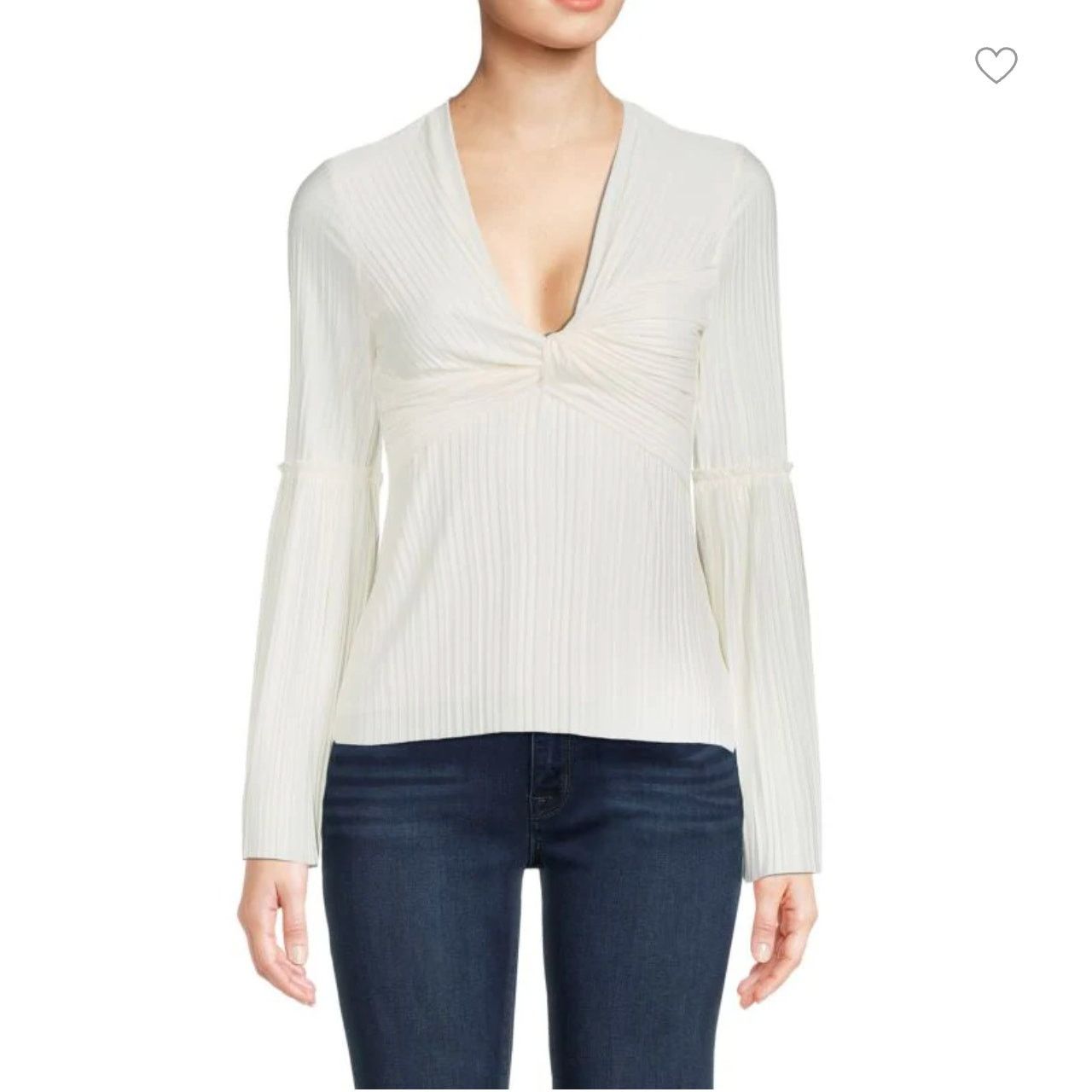 Bailey 44 BAILEY/44 White Ruffled Pleated Bell Sleeve Top Size Large Size L / US 10 / IT 46 - 1 Thumbnail