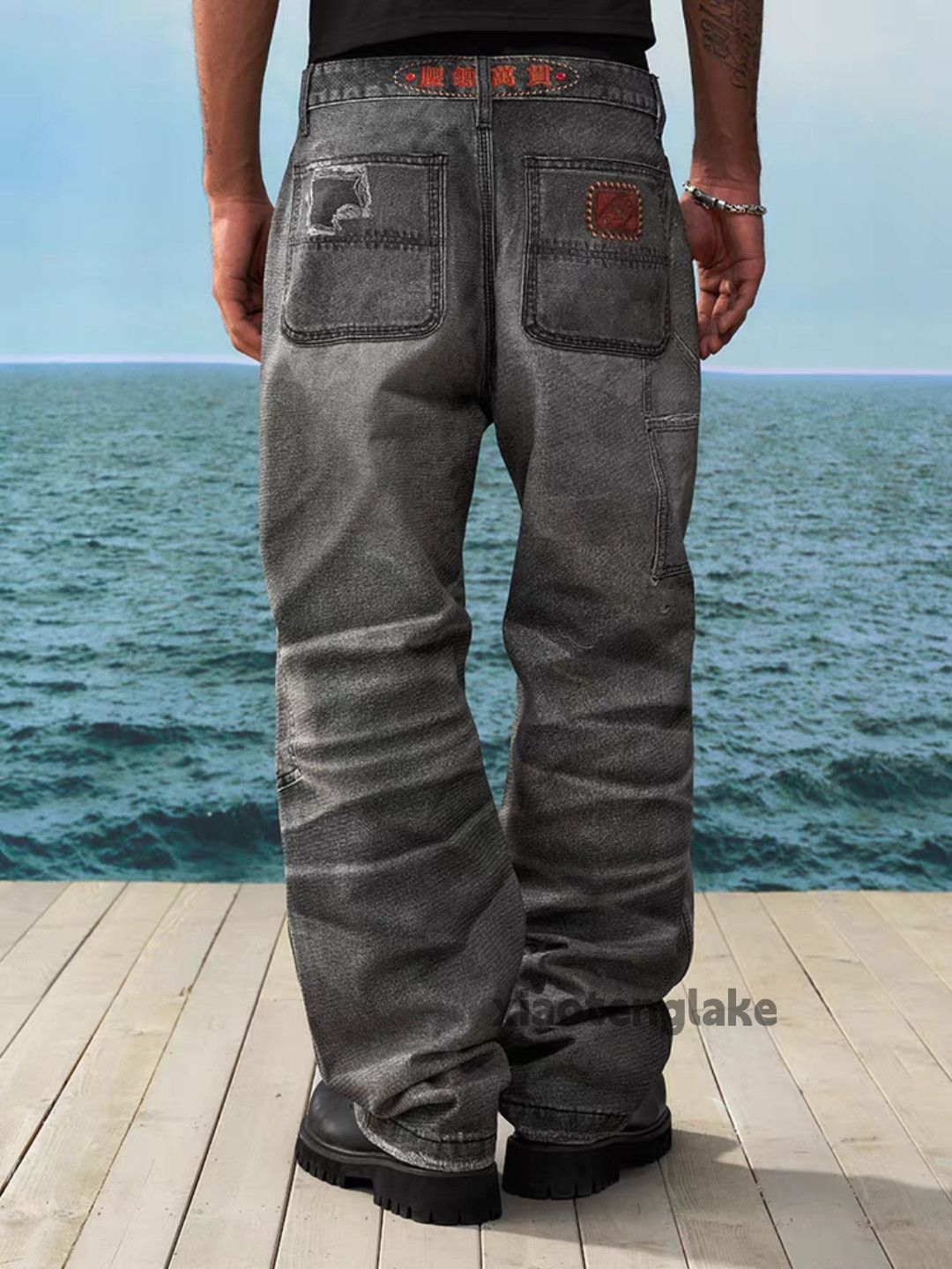 Jean × Vintage Unisex washed loose baggy skate hiphop work jeans Size US 36 / EU 52 - 1 Thumbnail