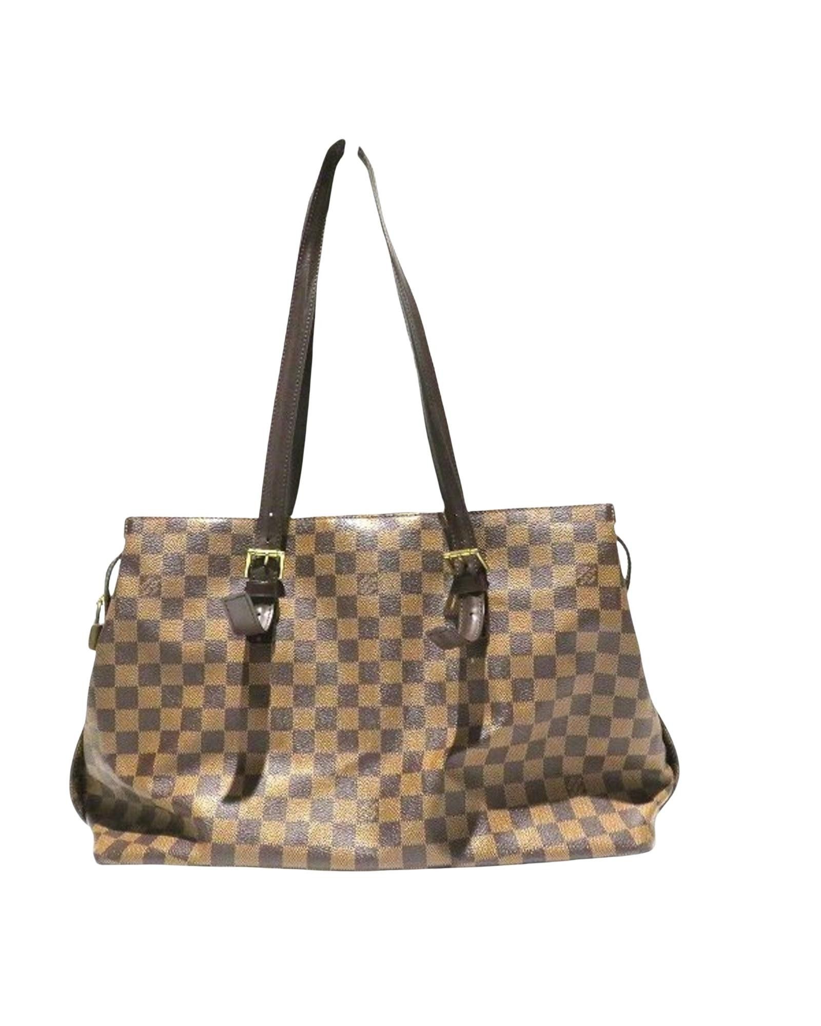 image of Louis Vuitton Versatile Brown Checked Canvas Bag, Women's
