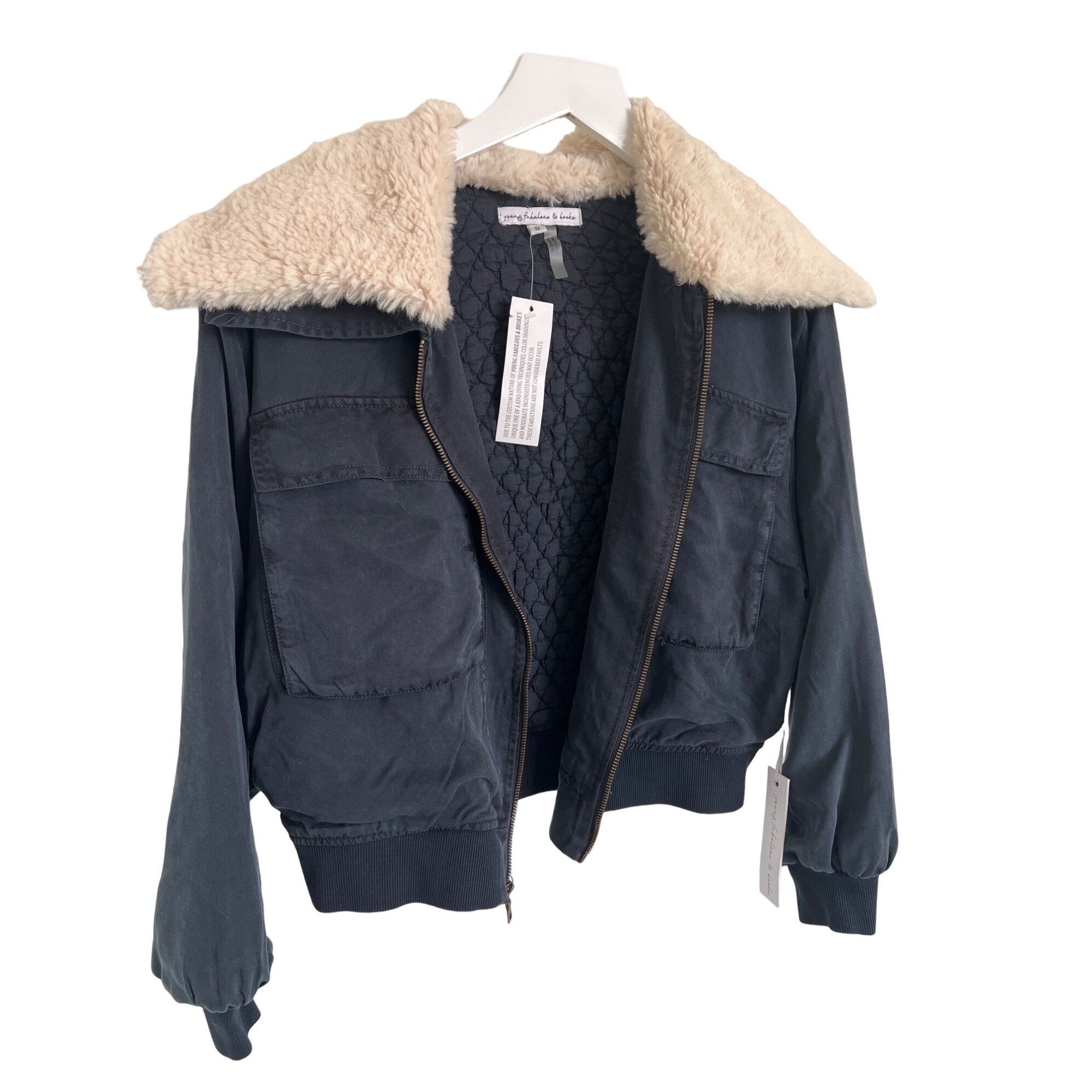 Young Fabulous & Broke Young Fabulous & Broke Navy Detachable Sherpa Collar Bomber Size S / US 4 / IT 40 - 2 Thumbnail