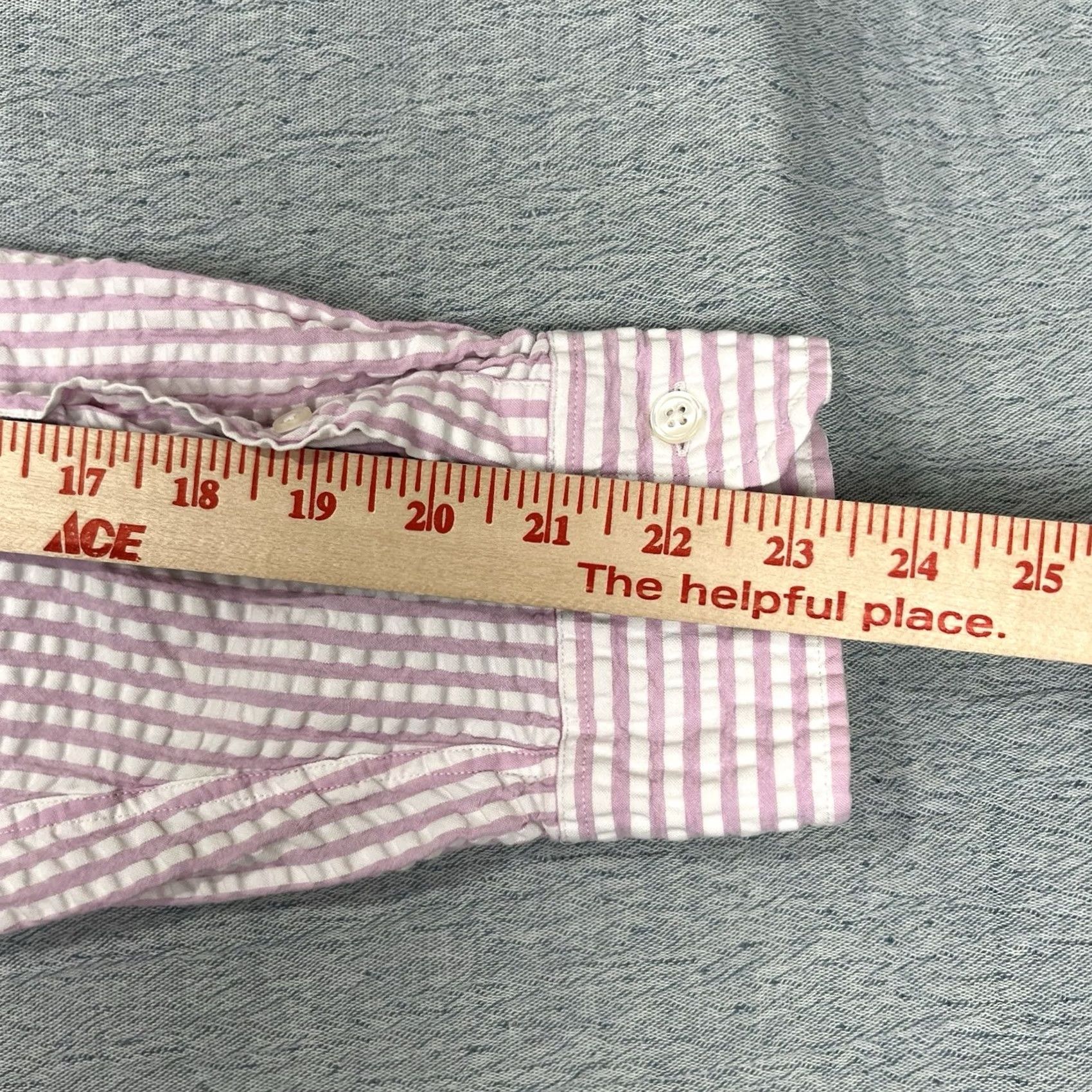 Vintage J. Peterman Let It Breathe Seersucker Shirt Striped Pink 100% Cotton Size XL Button-Up Long Sleeve Mens Size US XL / EU 56 / 4 - 8 Thumbnail