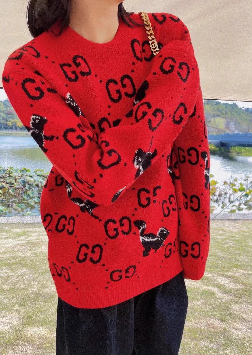 Gucci GUCCI Red Squirrel GG Wool Sweater M 95 New Size US M / EU 48-50 / 2 - 4 Thumbnail