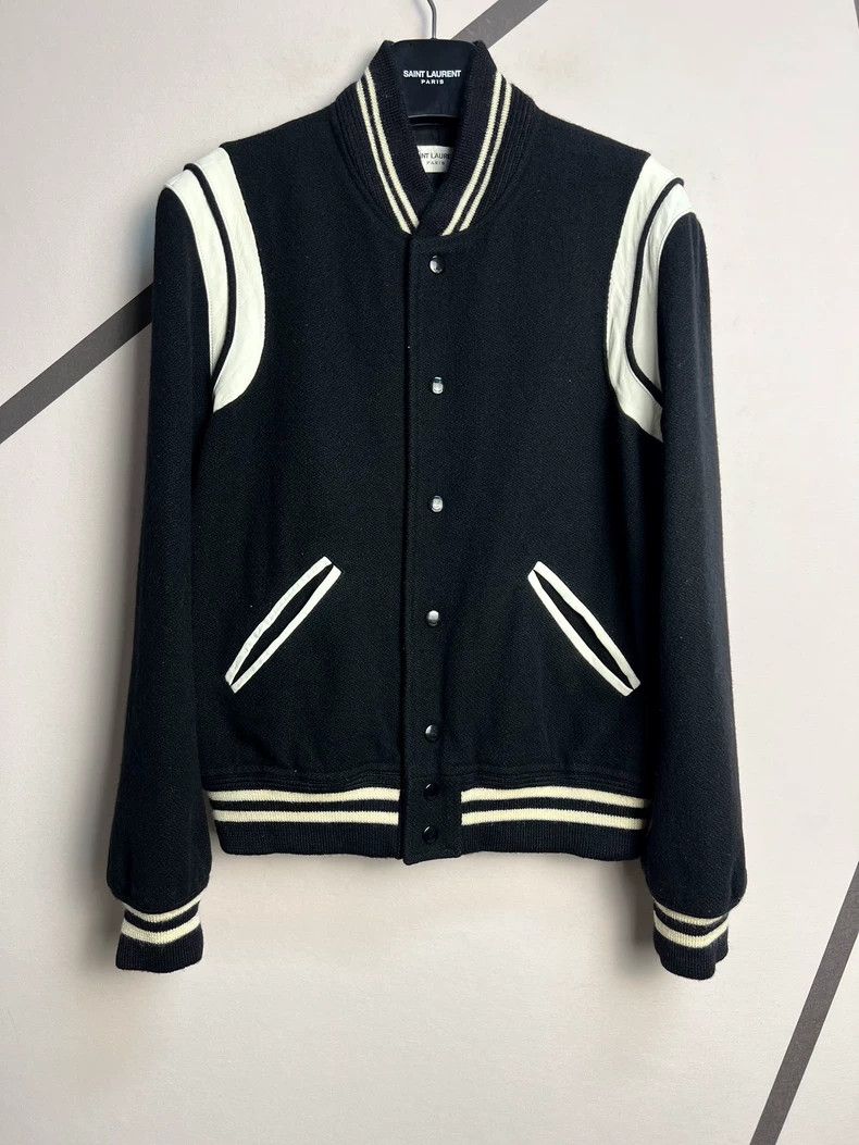 Saint Laurent Paris Saint Laurent Leather Wool Varsity Jacket Size US M / EU 48-50 / 2 - 1 Thumbnail