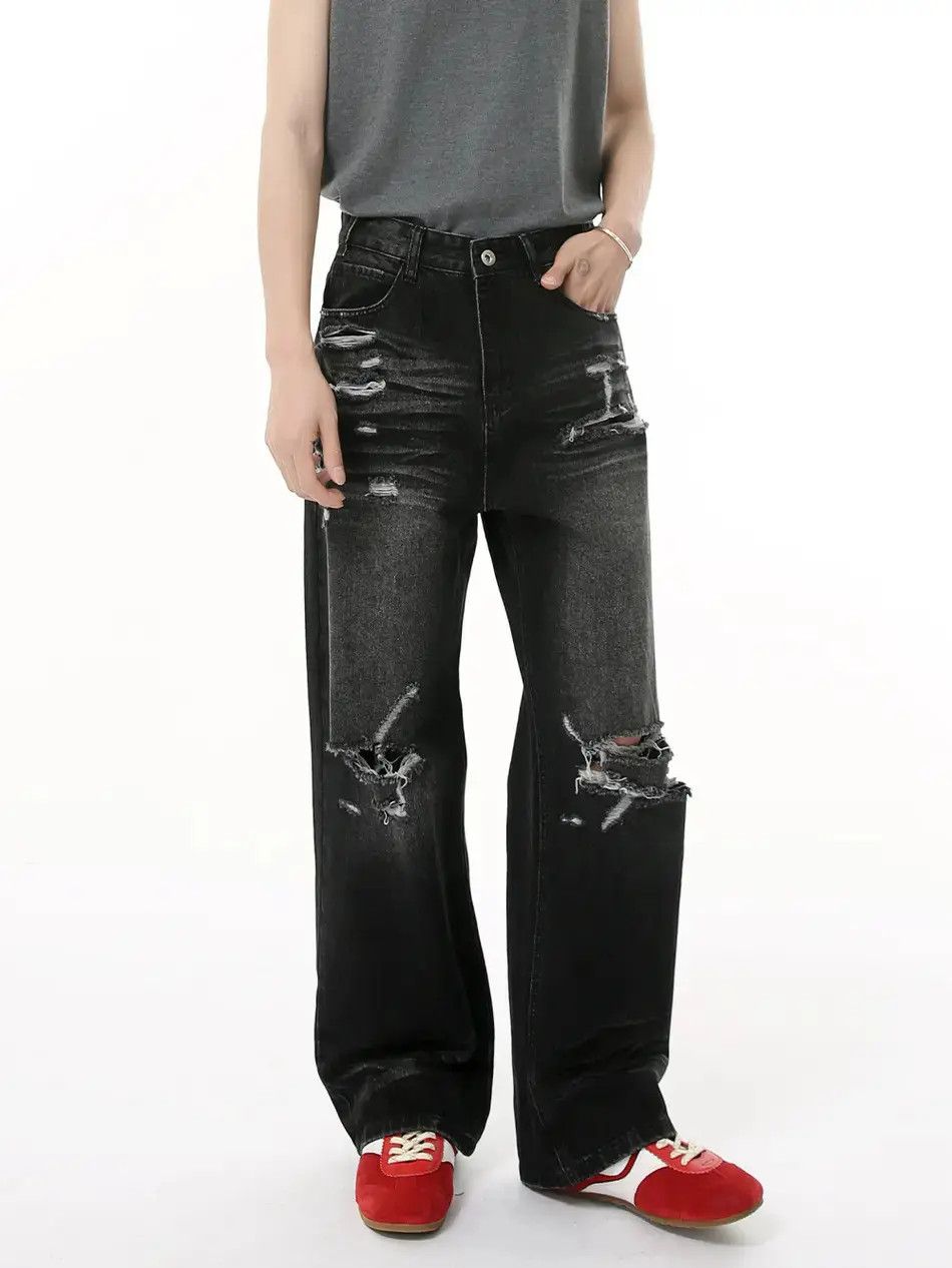 Japanese Brand Retro loose tassel ripped jeans Size US 32 / EU 48 - 3 Thumbnail