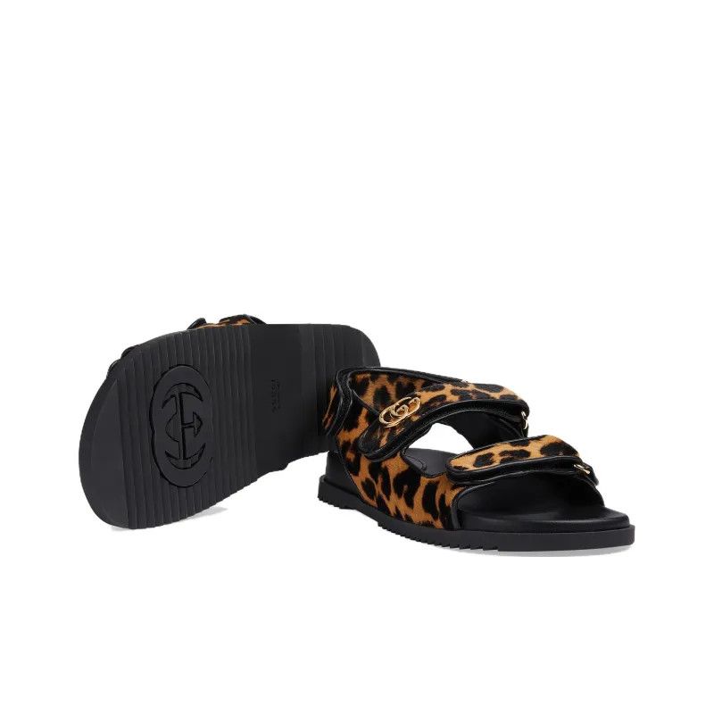 Gucci o1s1wg110225 Women's Double G Sandals in Leopard Size US 6 / IT 36 - 5 Thumbnail