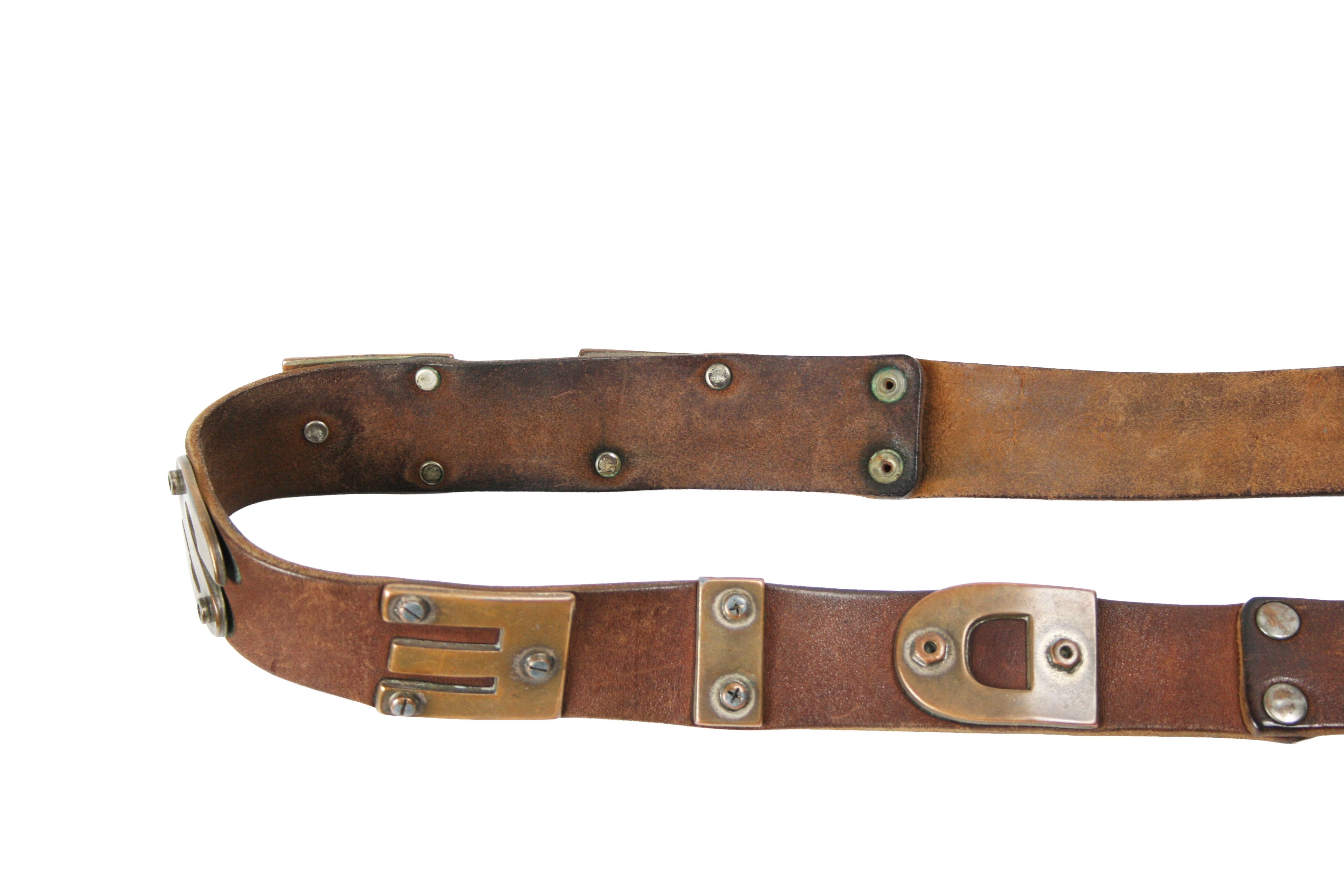 Diesel 00S Y2K Grunge Metal Cow Leather Mechanic Belt Vintage Size 36 - 3 Thumbnail