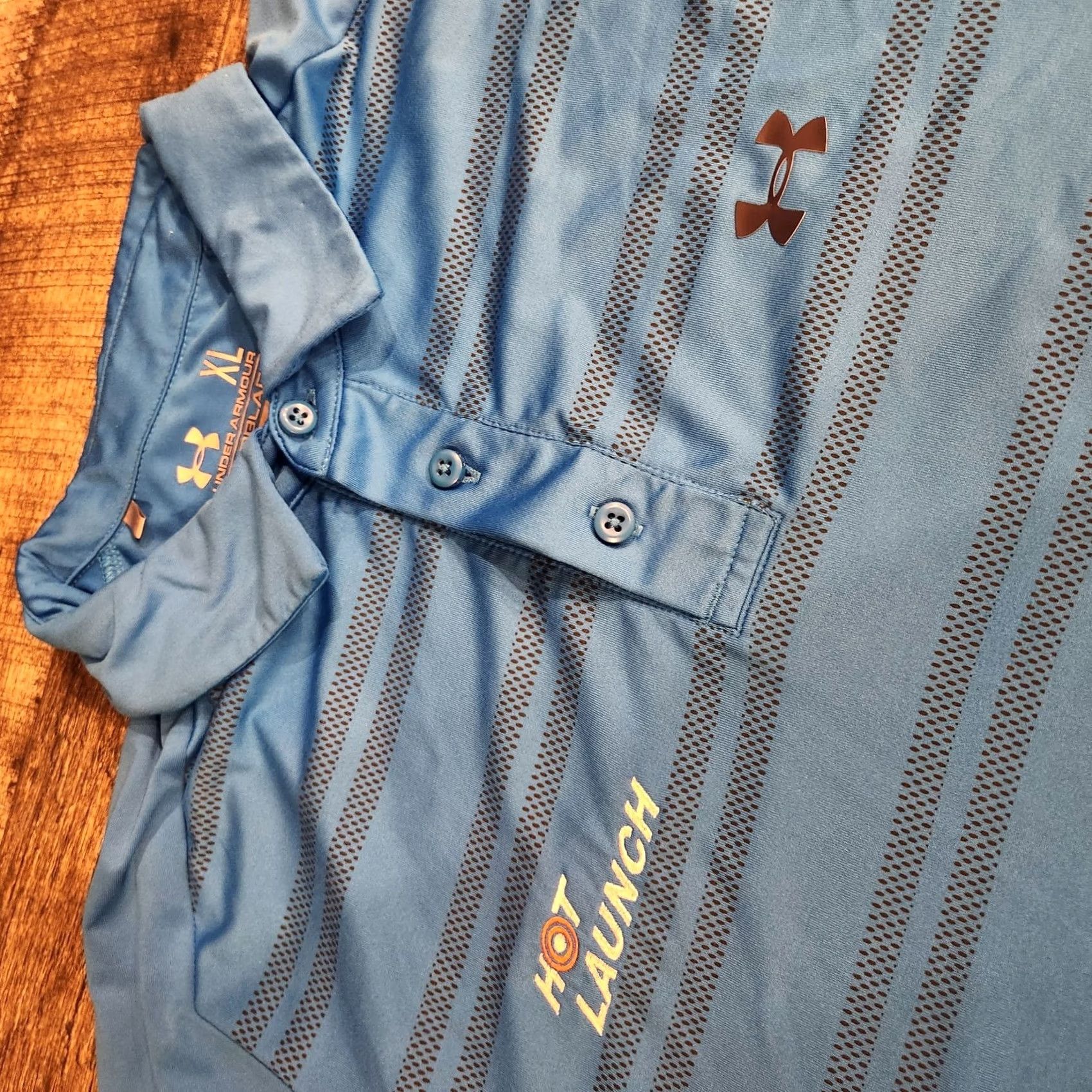 Under Armour Under Armour Polo Shirt Mens XL Striped Blue Short Sleeve Collared Logo Lightweight Breathable"," Size US XL / EU 56 / 4 - 3 Thumbnail