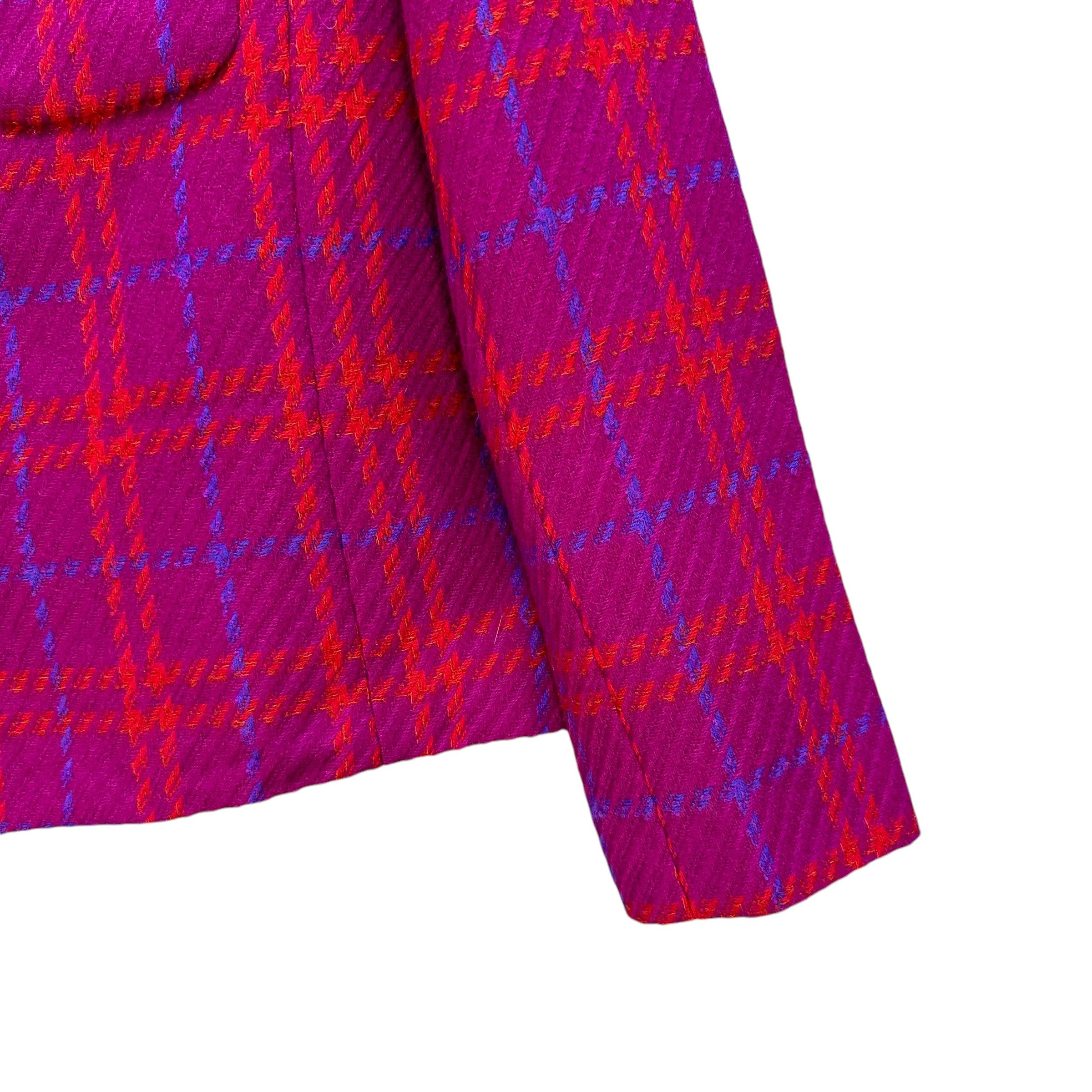 Longchamp KIRA LONGCHAMP Purple Check Crop Jacket #A54-1248 Size M / US 6-8 / IT 42-44 - 5 Thumbnail