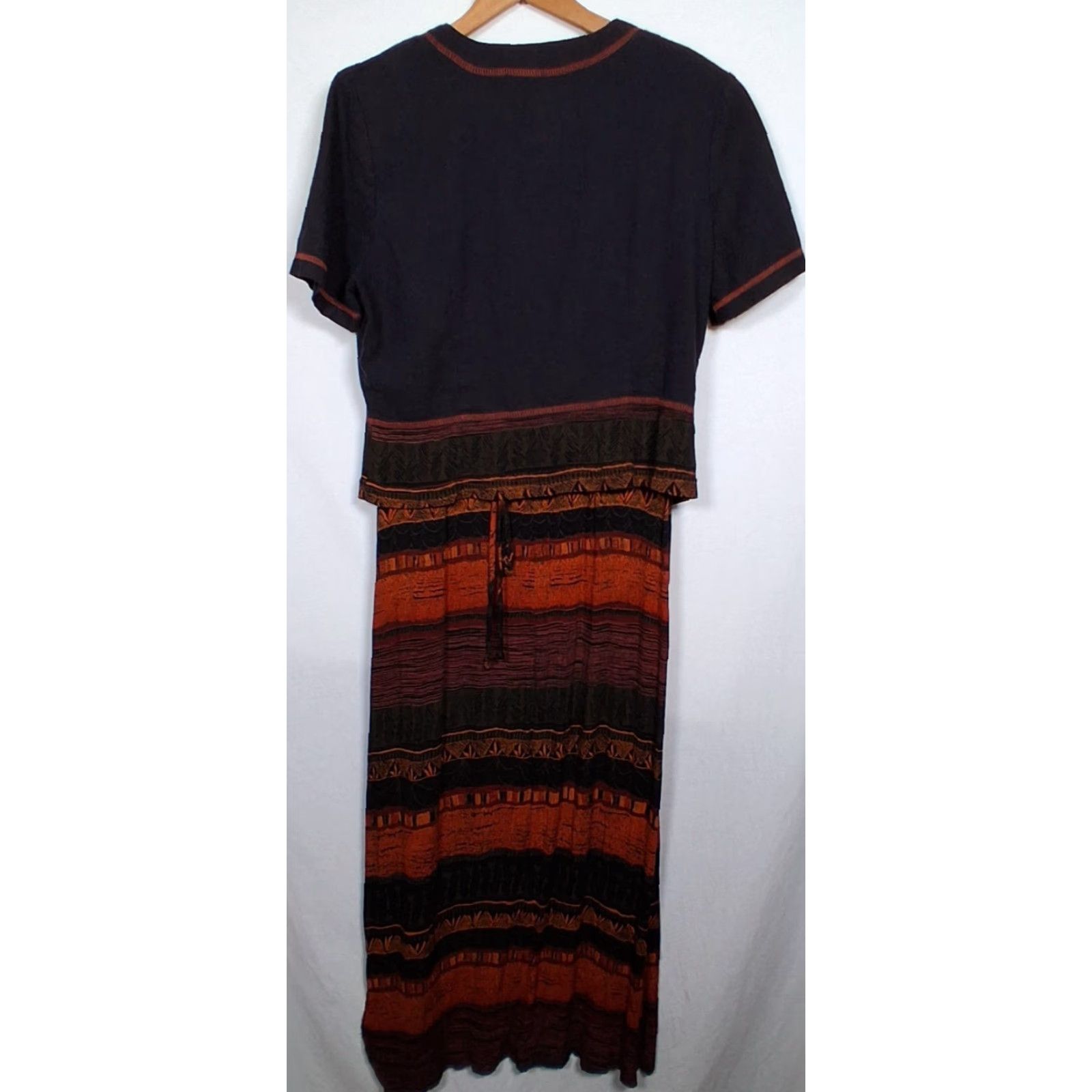 Vintage VINTAGE Nina Piccalino Maxi dress with top set 1990s Beads Crinkle Rayon Long Black 10 Womens Girls Men? Size L / US 10 / IT 46 - 3 Thumbnail
