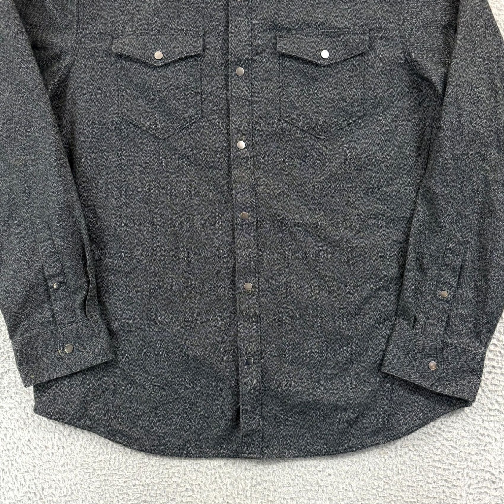 Banana Republic Banana Republic Shirt Men XL Black Slim Fit Dress Snap Button Preppy Long Sleeve Size 46R - 3 Thumbnail