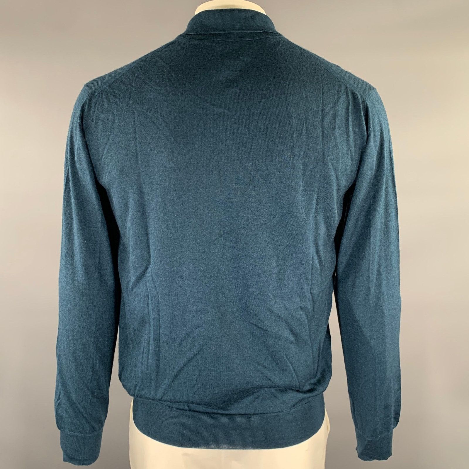 Brioni BRIONI XXL Blue Teal Cashmere Silk Quarter Zip Pullover Size US XL / EU 56 / 4 - 3 Thumbnail