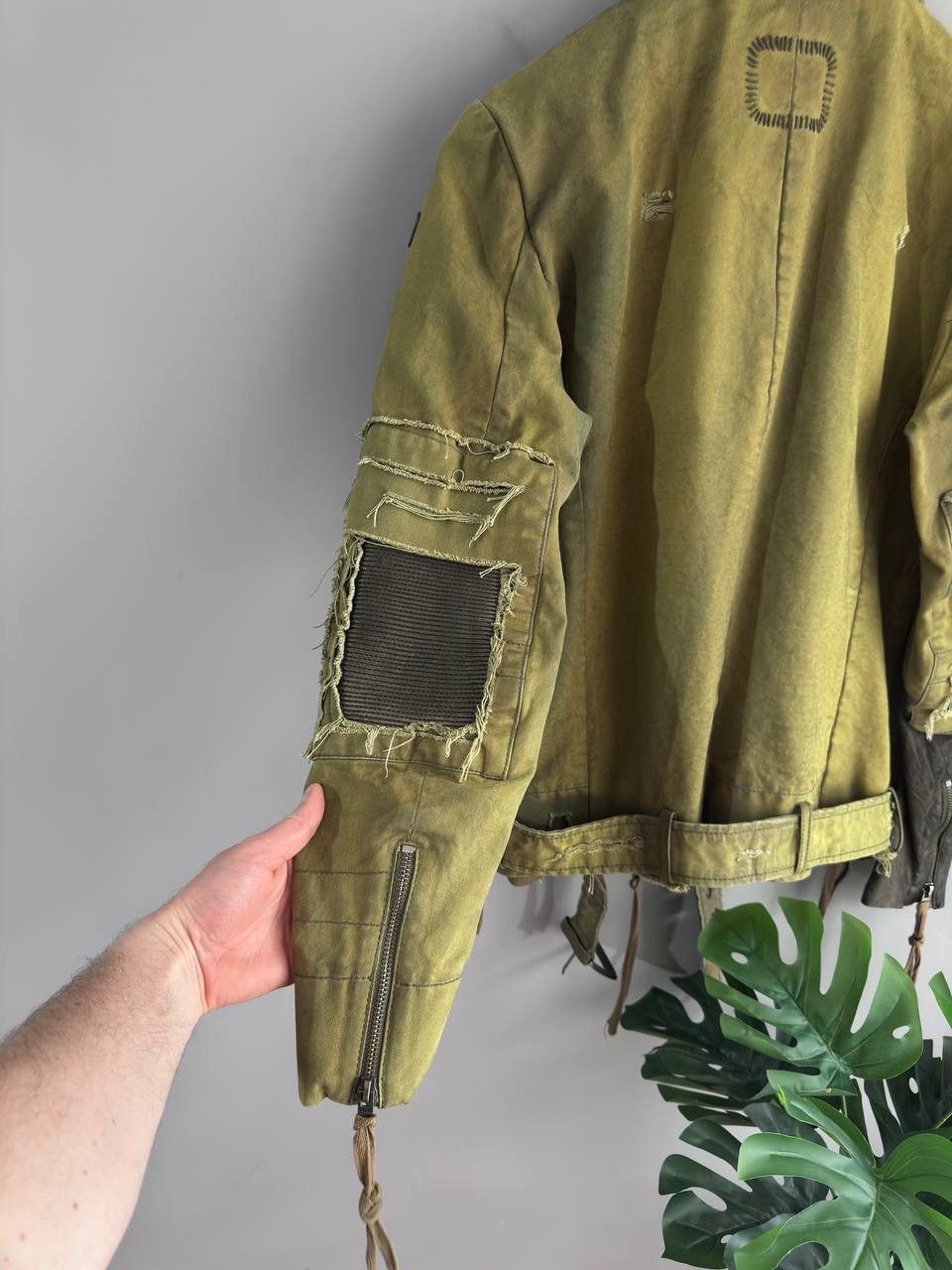 tigha Tigha Men's Canvas Cotton/Leather Distressed Biker Jacket, L Size US L / EU 52-54 / 3 - 20 Thumbnail