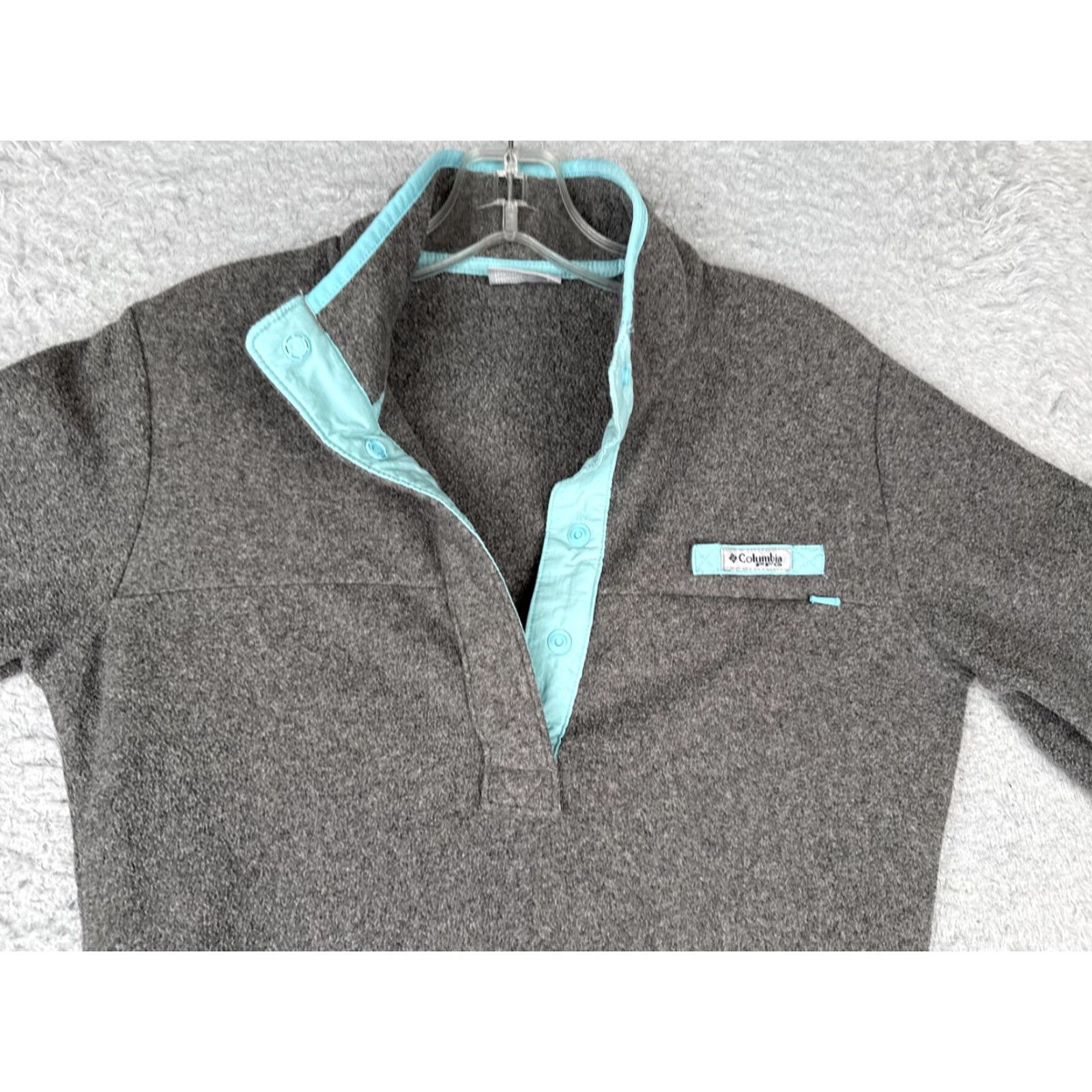 AQUA Columbia Sweater Womens Small Gray Aqua Quarter Snap Fleece Pullover Fishing PFG Shirt Size S / US 4 / IT 40 - 4 Thumbnail