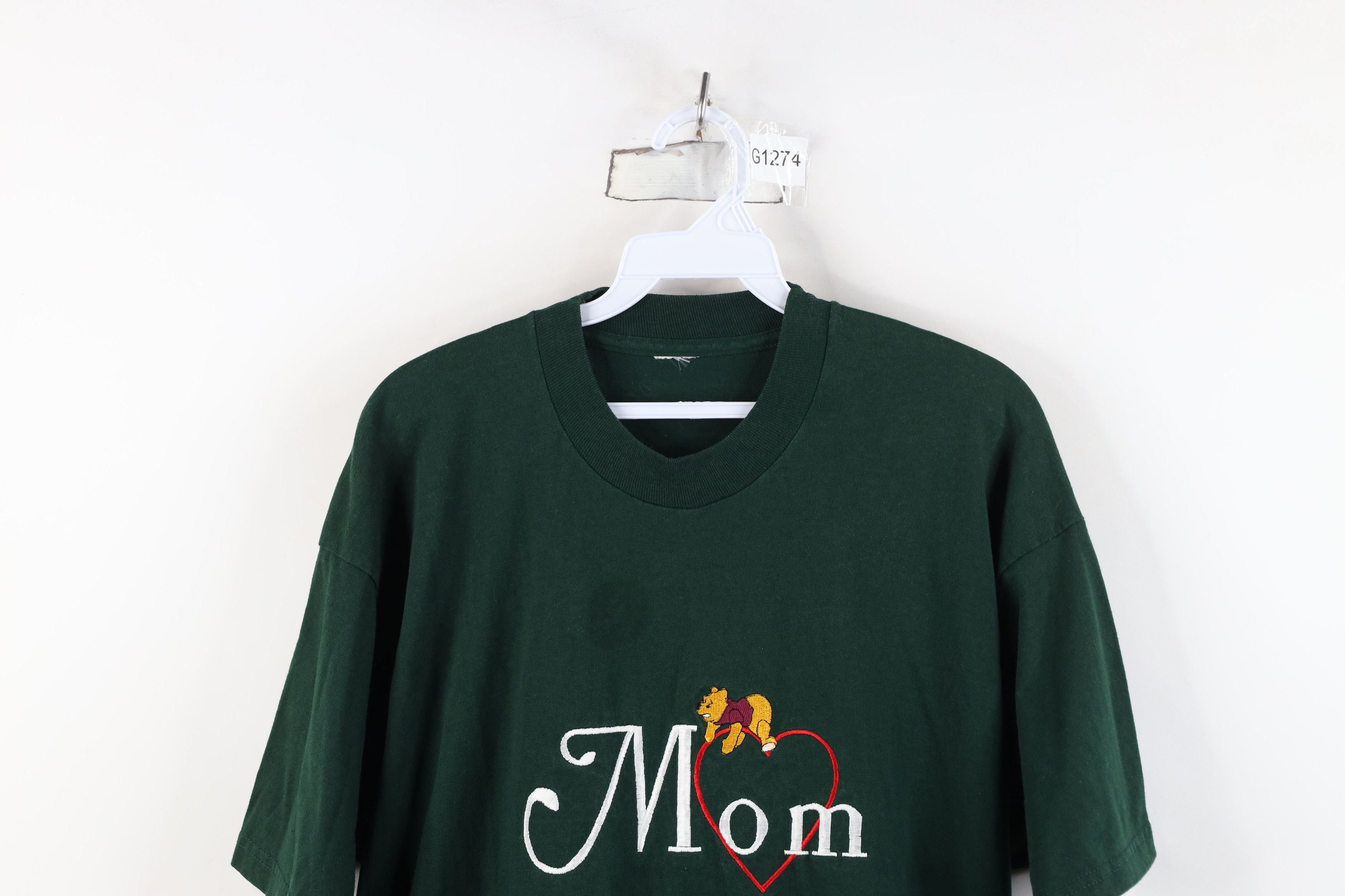 Vintage Vintage 90s Disney Winnie the Pooh Mom Heart T-Shirt Green Size L / US 10 / IT 46 - 2 Thumbnail