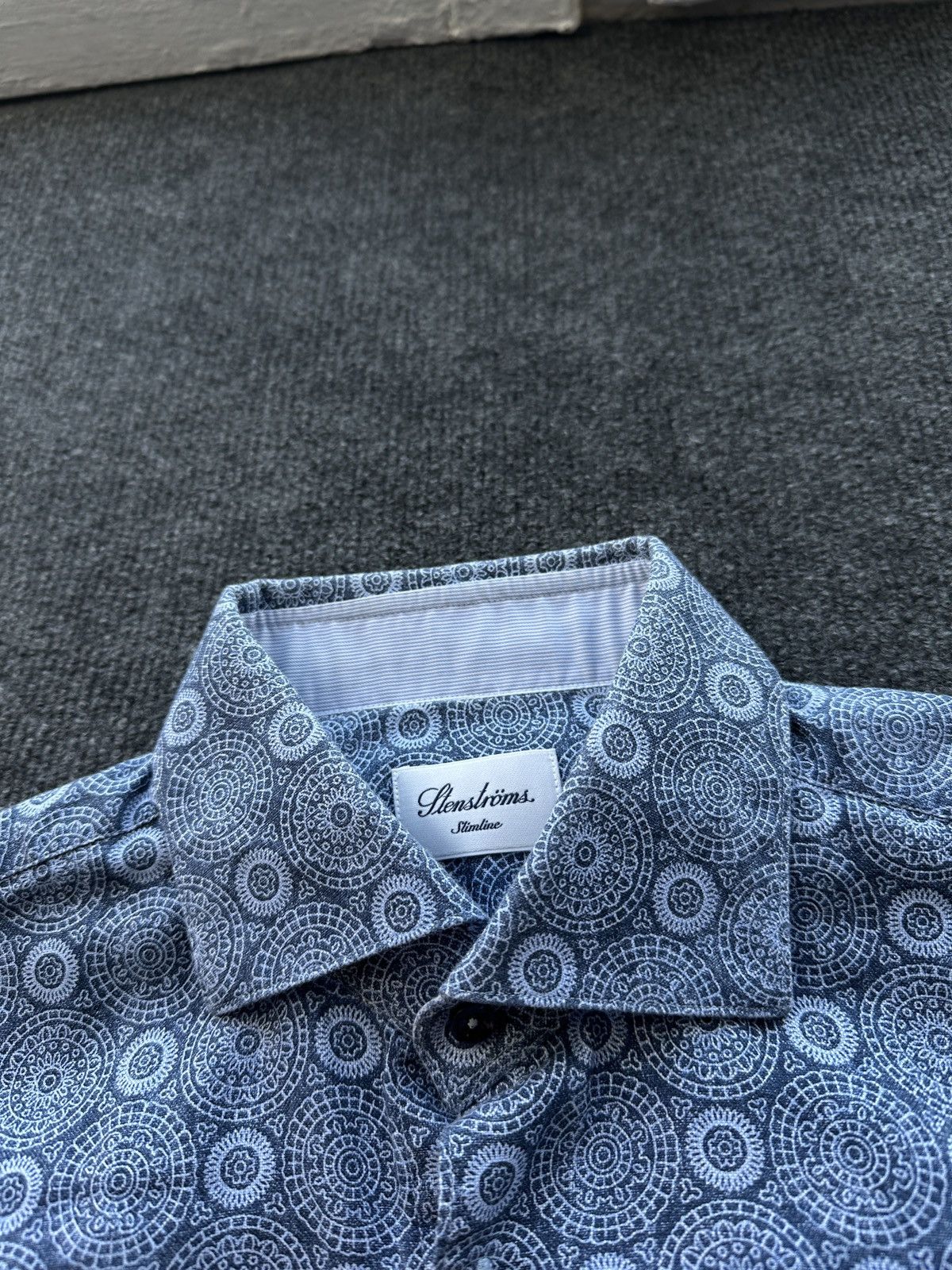 Strenstroms 🚨Stenstroms Men 15 1/2 39 M Casual Shirt blue luxury flowers Size US M / EU 48-50 / 2 - 6 Thumbnail