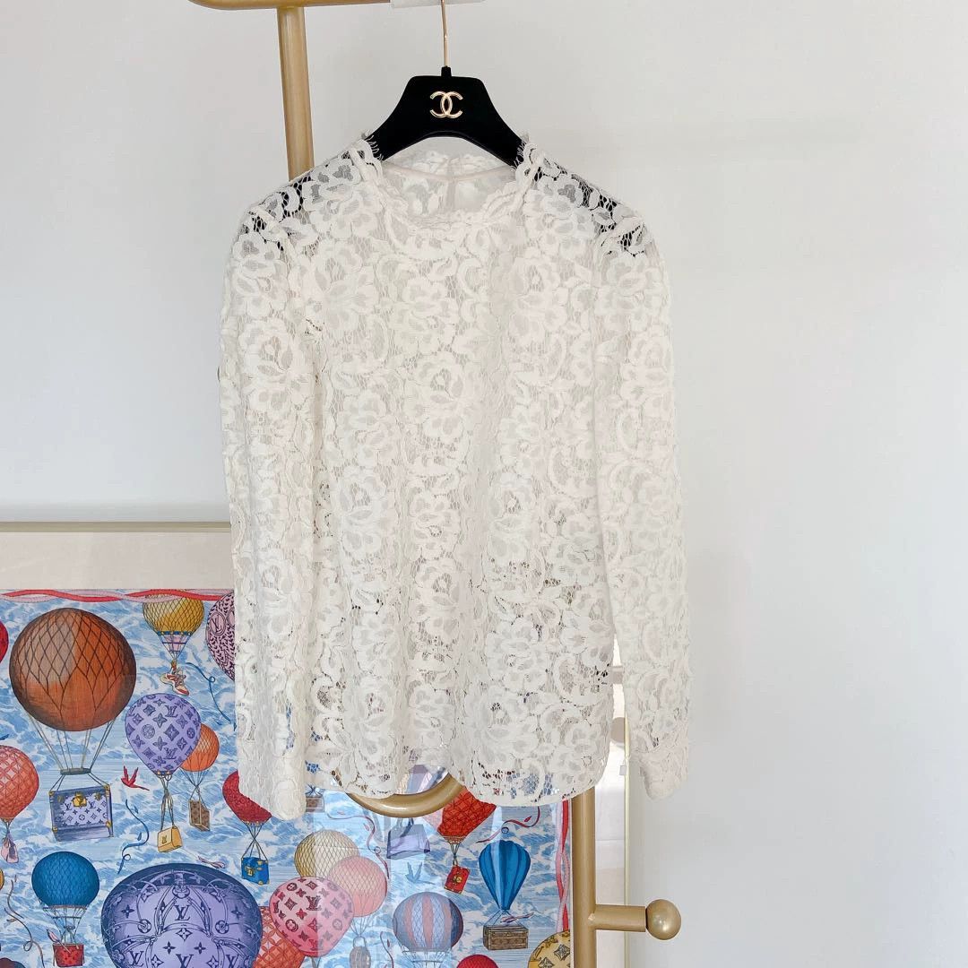 Saint Laurent Paris Saint Laurent White Lace Top F36 Size XS / US 0-2 / IT 36-38 - 1 Thumbnail