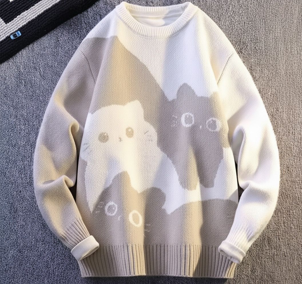 Other Streetwear Retro Y2K Cute Cartoon Cats Jacquard Knitwear Size US XL / EU 56 / 4 - 1 Thumbnail