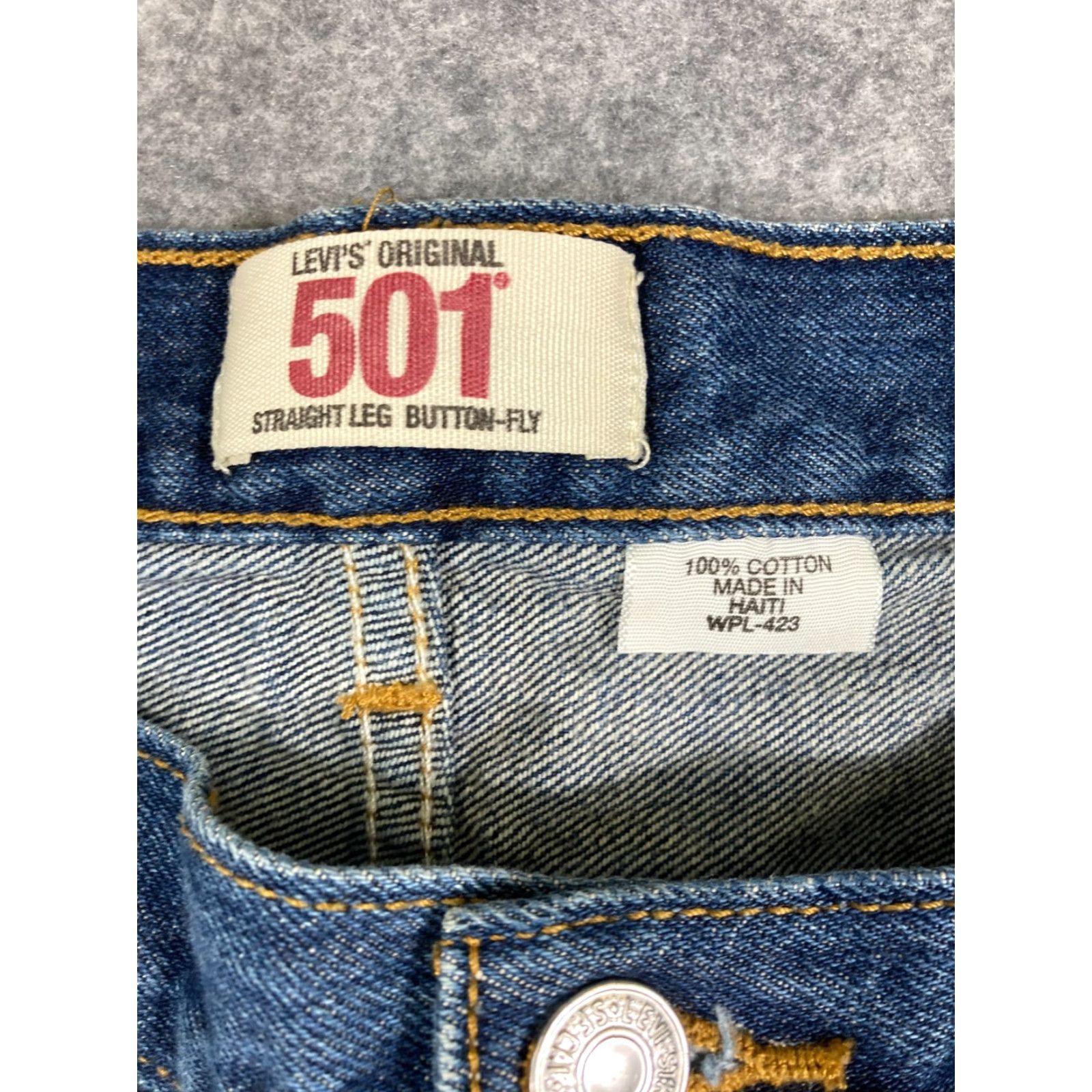 Levi's Levi's 501 Jeans Mens 42X32 Blue Denim Straight Leg Button Fly WPL 423 5-Pocket Size US 42 / EU 58 - 5 Thumbnail