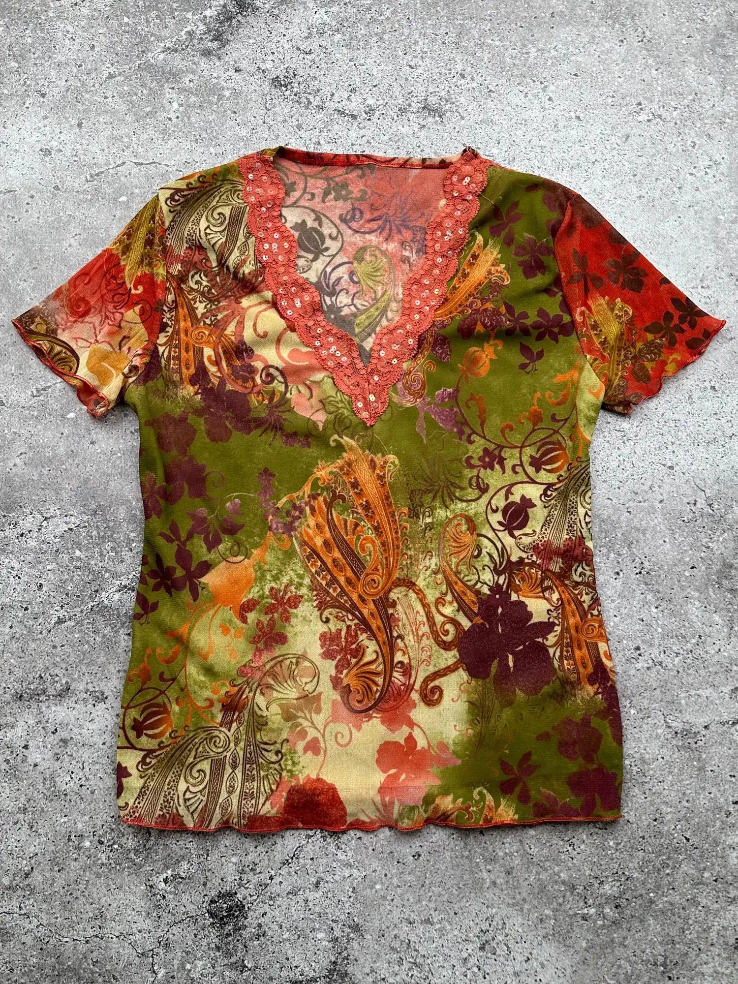 Vintage Vintage Mesh Printed T-Shirt C436(V227)(E8) Size XS / US 0-2 / IT 36-38 - 1 Thumbnail