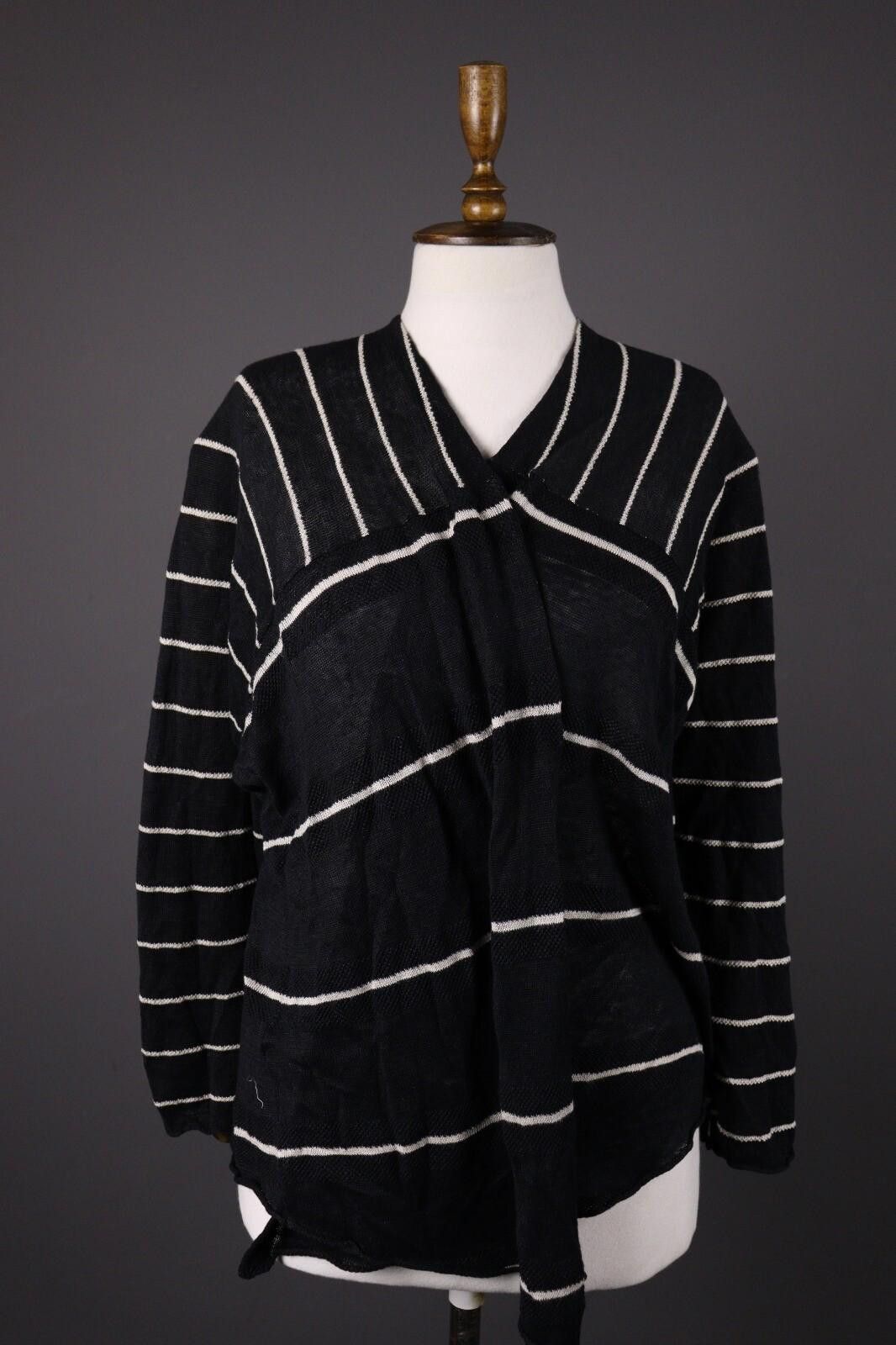 Designer Gudrun Sjoden Black Linen Stripe Knit Sweater Size S / M Size M / US 6-8 / IT 42-44 - 1 Thumbnail