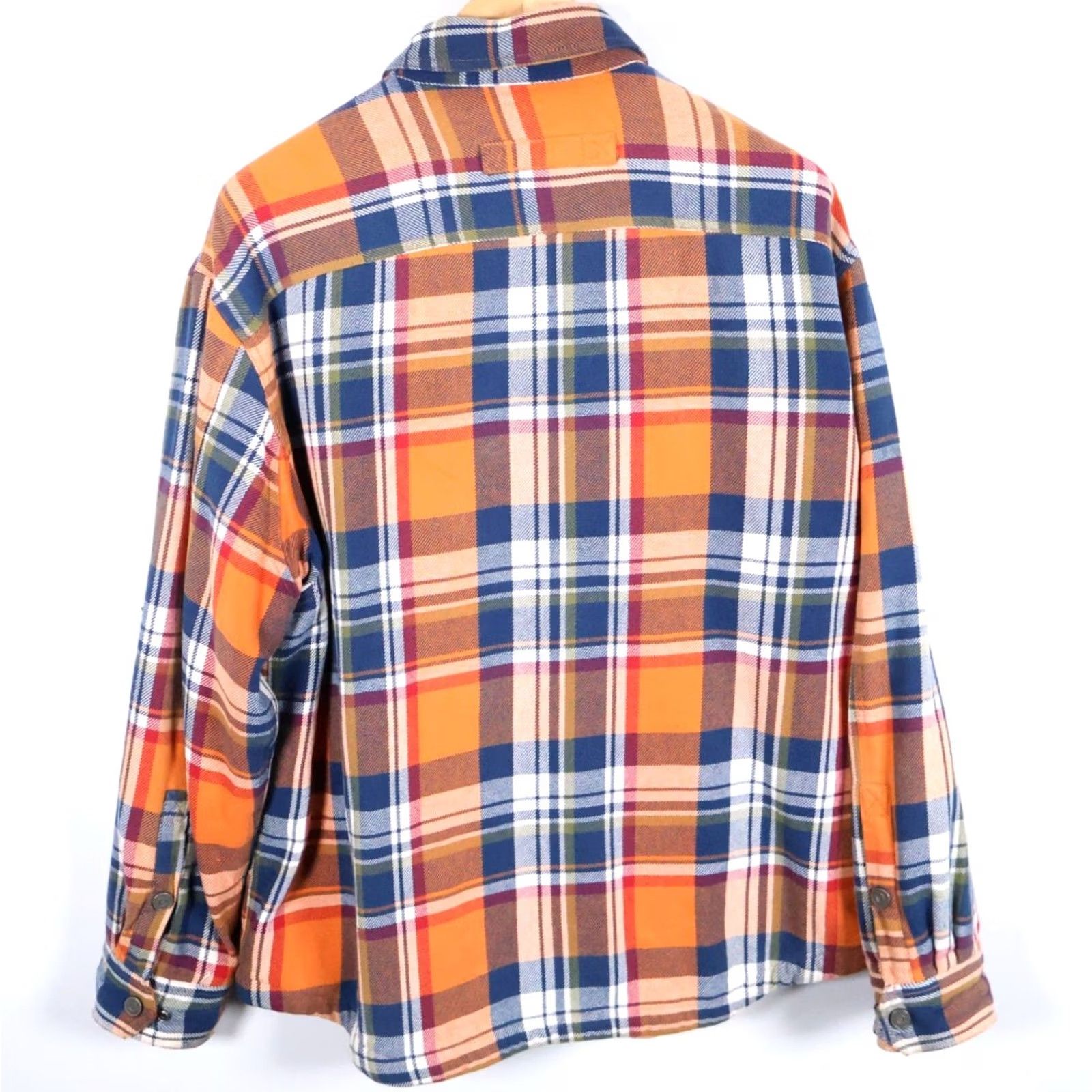 Vintage Duluth Flannel Shirt Jacket Men's XL Orange Blue Plaid Fleece Lined Flapjack Size US XL / EU 56 / 4 - 3 Thumbnail