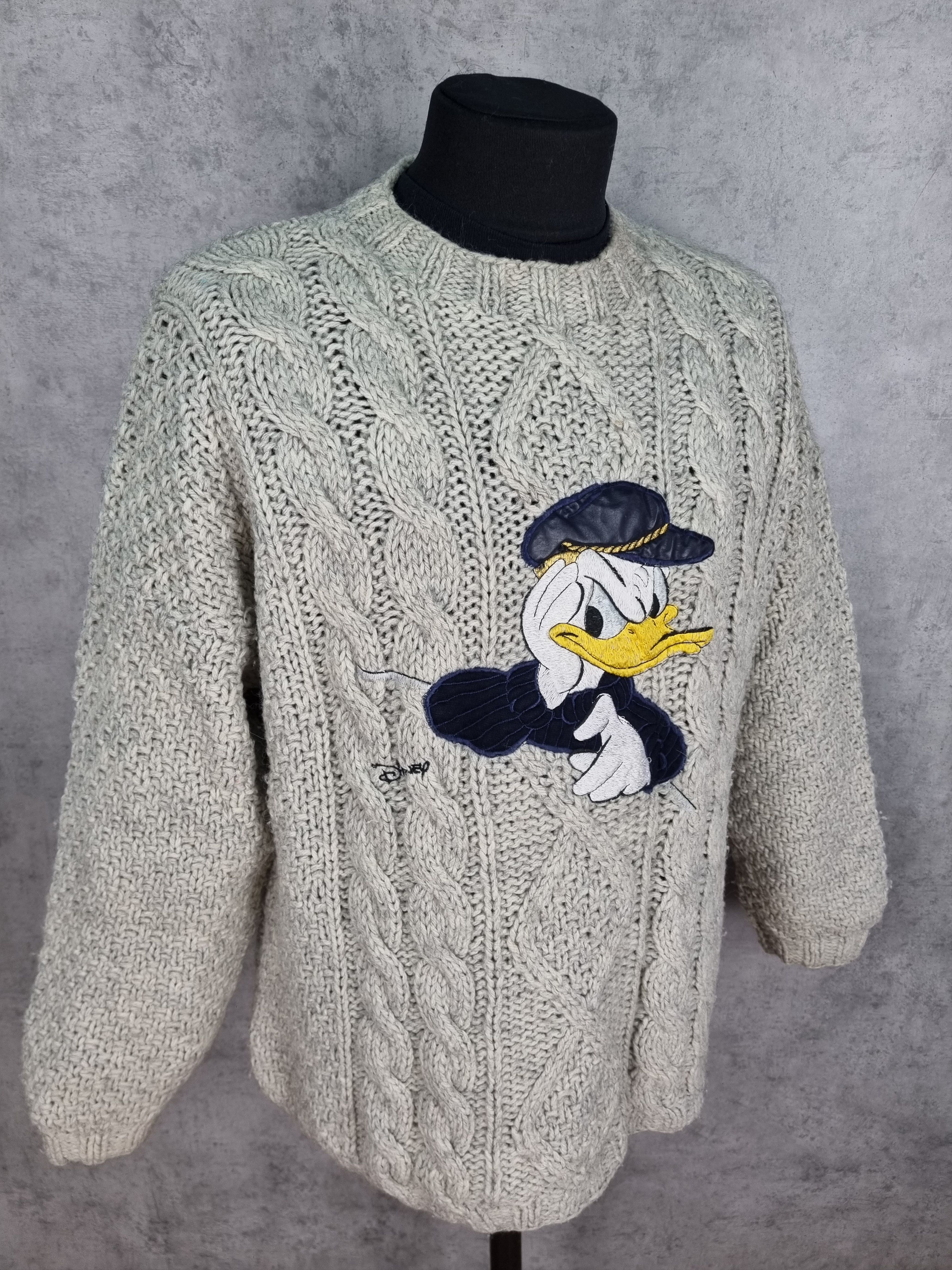Disney × Vintage Heavy Cable Knitted Donald Duck Big Portret Vintage Sweater Size US XL / EU 56 / 4 - 10 Thumbnail