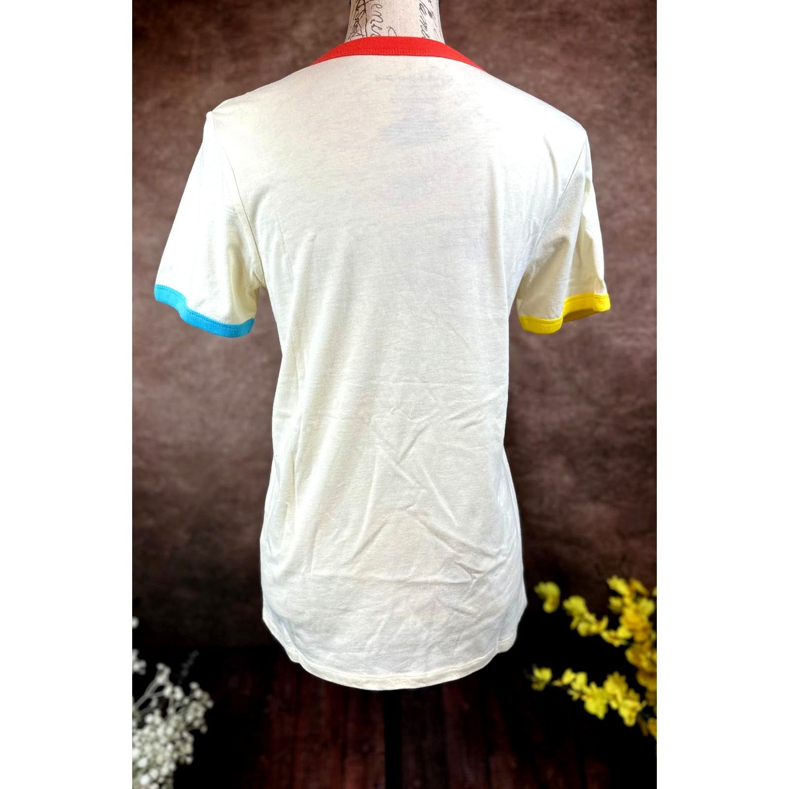 Other Friends Rainbow Beige with Multicolor Neck & Cuffs Tee M Size M / US 6-8 / IT 42-44 - 6 Thumbnail