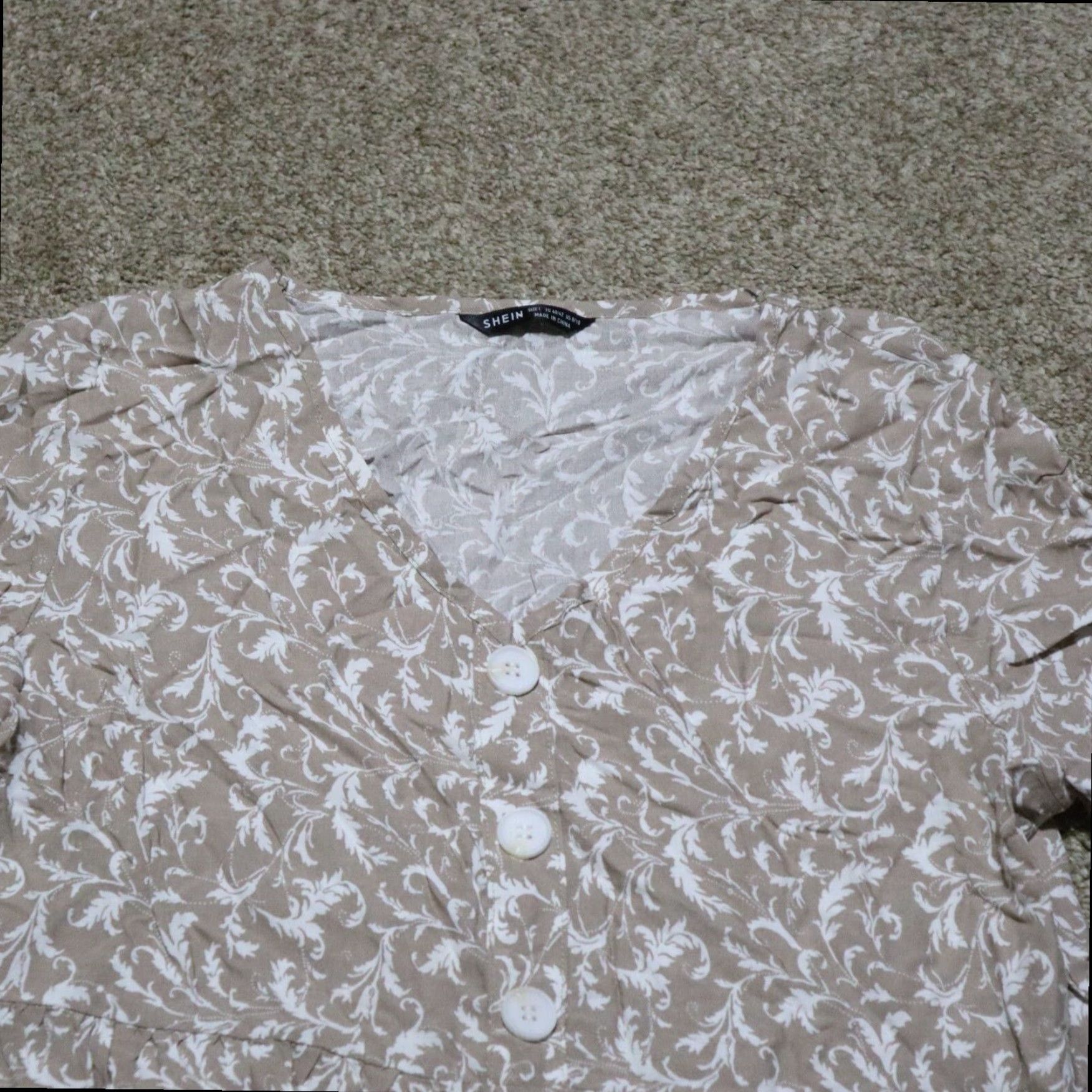 Shein SheIn Floral Hawaiian Short Sleeve Tunic Dress Womens Large Brown Size L / US 10 / IT 46 - 2 Thumbnail