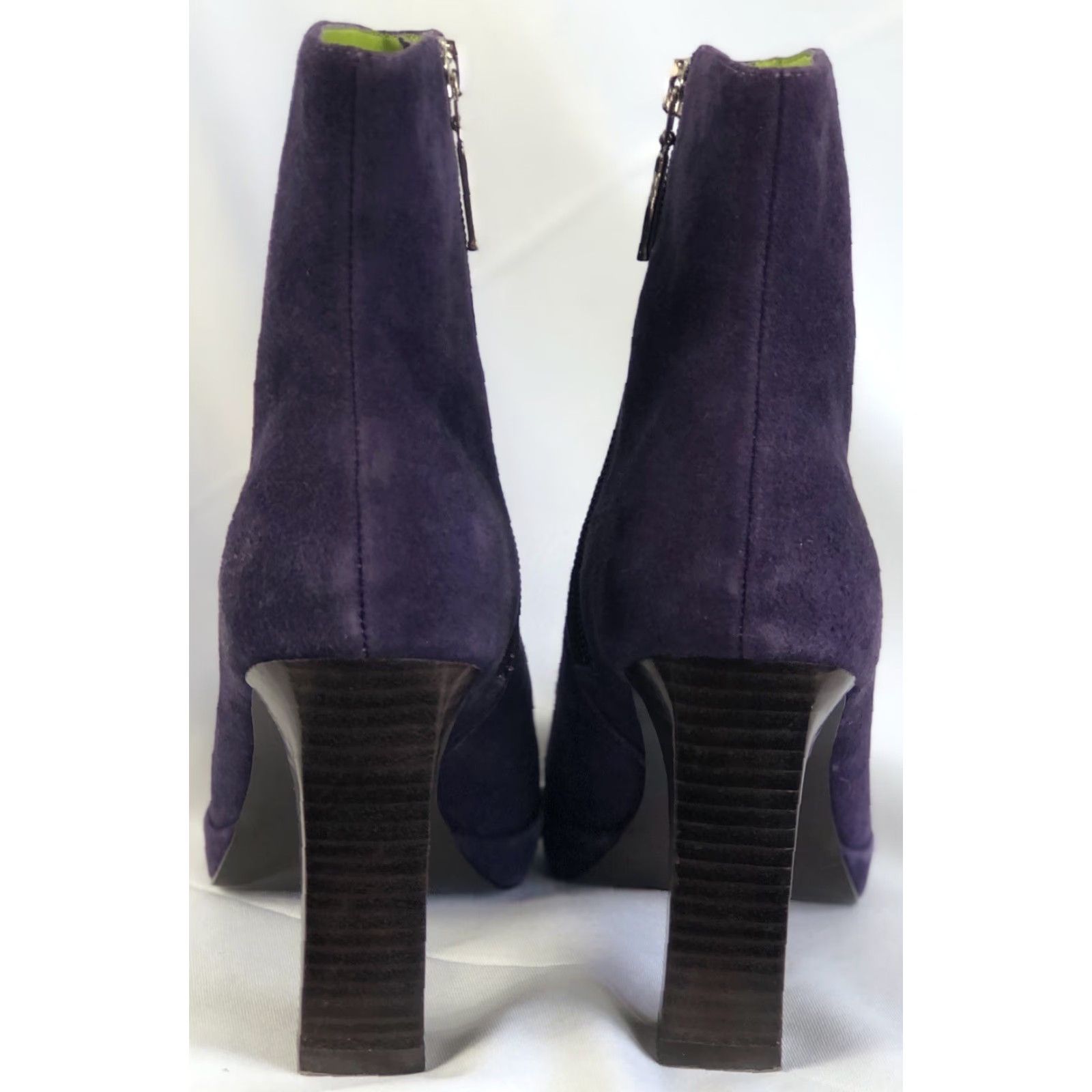 Tommy Hilfiger VINTAGE Tommy Hilfiger Suede Ankle Boots 7M Purple 3 1/2 Heel Square Toe Bootie 90s Y2K Womens Shoes Size US 7 / IT 37 - 7 Thumbnail
