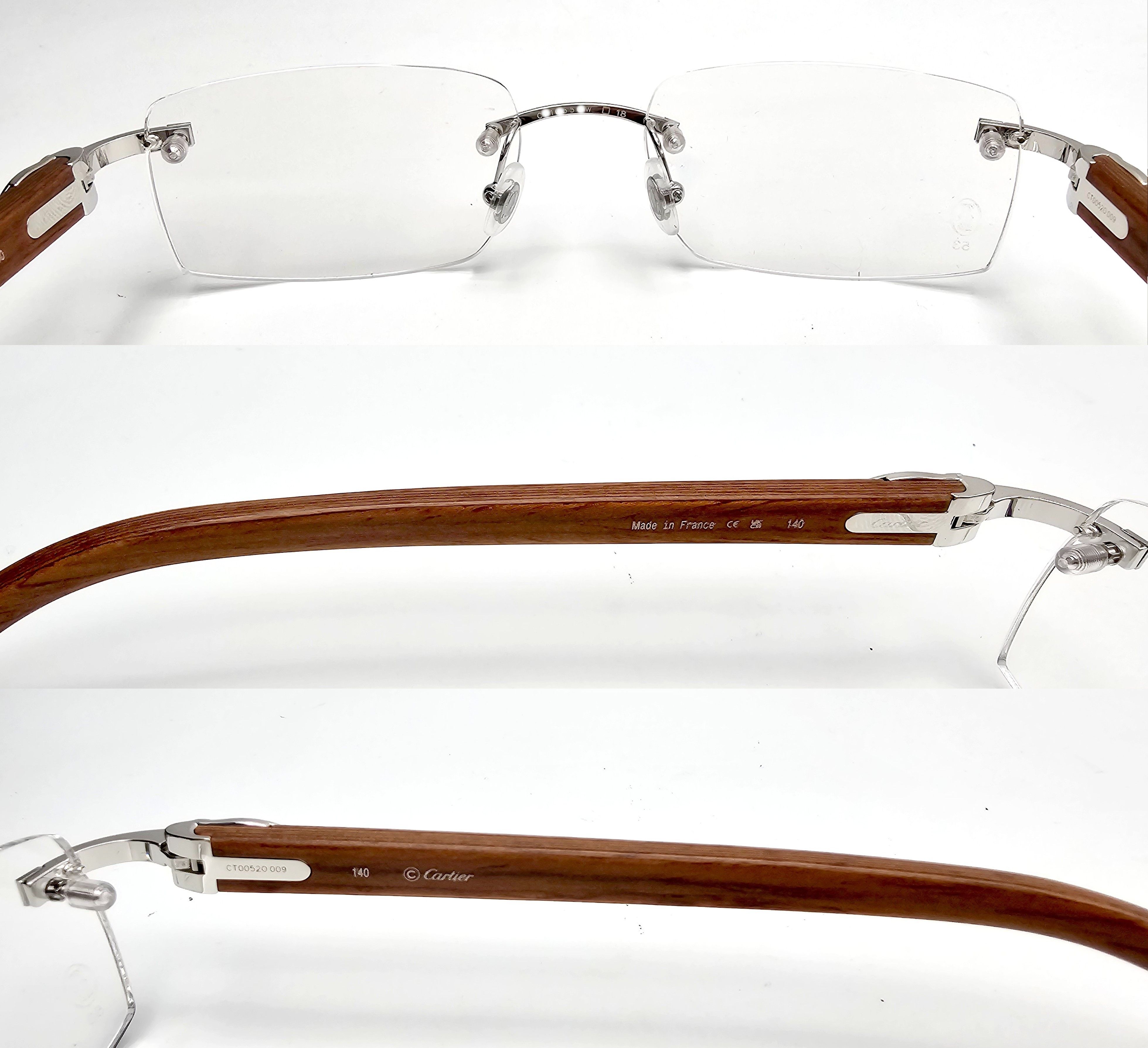 Cartier NEW! Cartier Ibiza Wood Silver Glasses CT00520 Size ONE SIZE - 14 Thumbnail