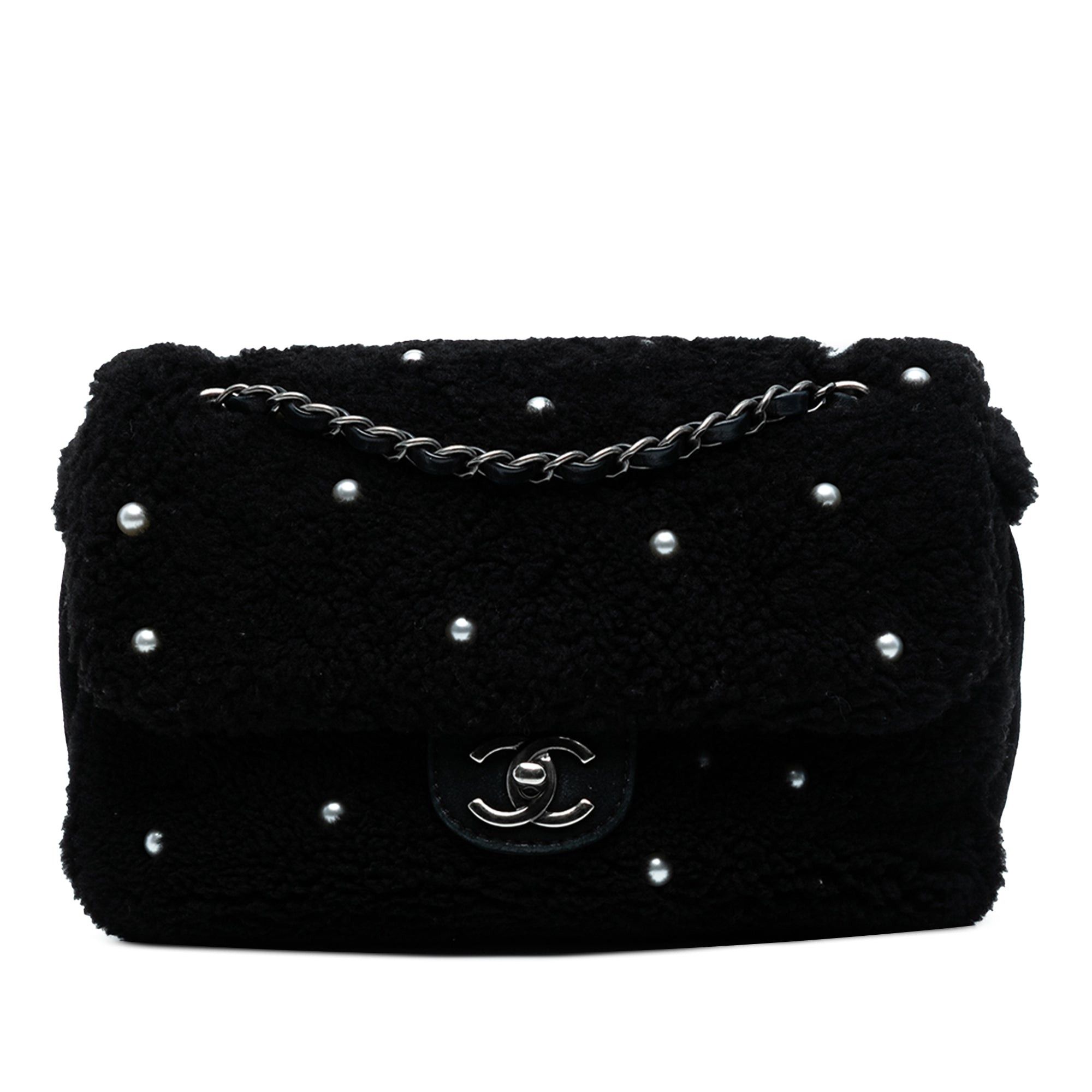 Chanel Medium Shearling Pearl Studded Flap Size ONE SIZE - 1 Thumbnail