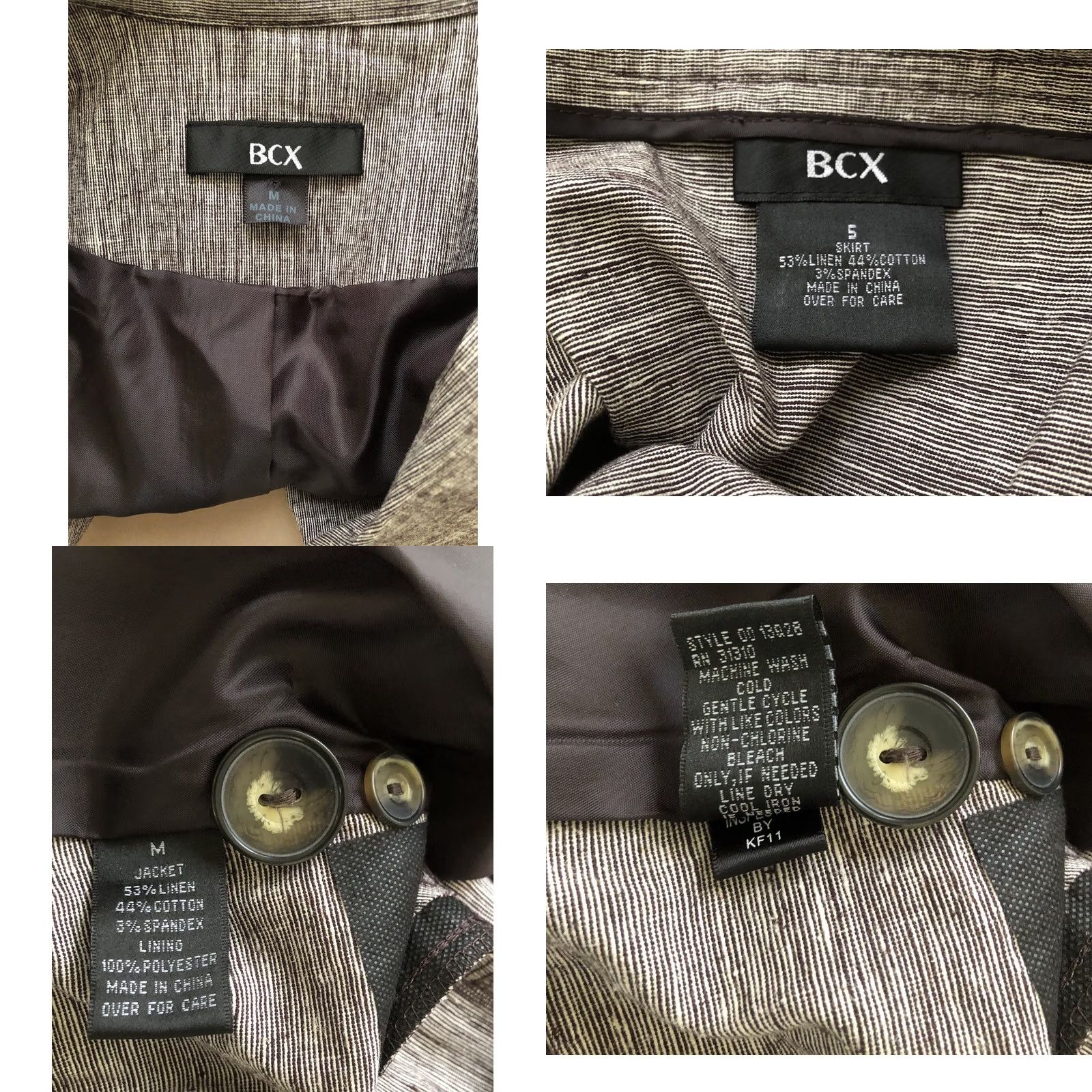 Vintage Vintage BCX 2pc Skirt Suit S Brown Knee Length V Neck Lined Pleat Hem Back Slit Size 28" / US 6 / IT 42 - 8 Thumbnail