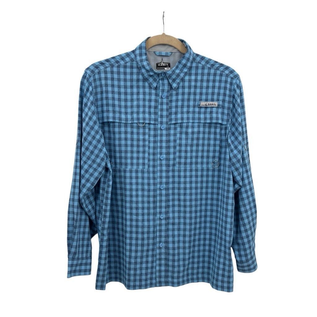Other Habit Gingham Long Sleeve Vented Fishing Button up Shirt Blue Large Outdoorsy Size US L / EU 52-54 / 3 - 1 Thumbnail