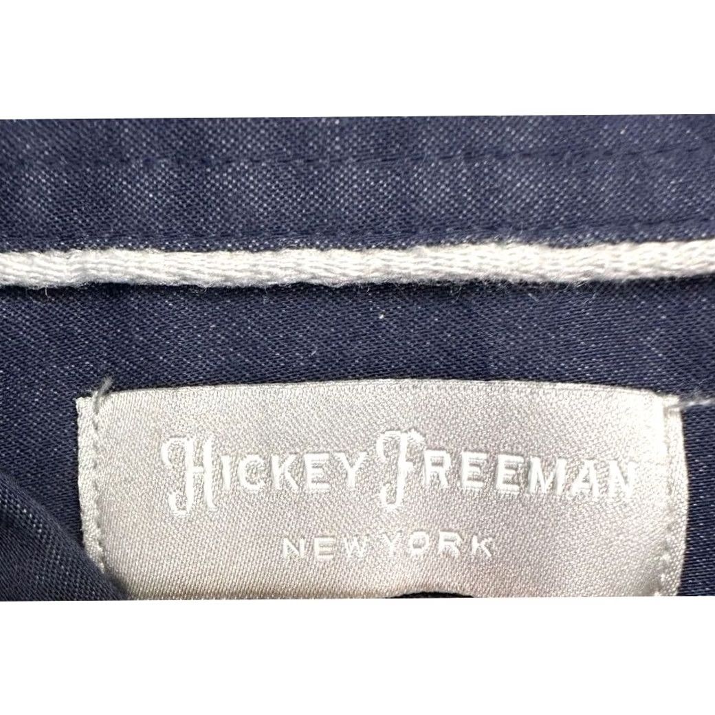 Vintage Hickey Freeman Dress Shirt Mens 17-17.5 Navy Blue Classic Fit Button Up Stretch Breather Easy Care Long Sleeve Barrel Cuff Solid Casual Workwear Shirt Size 46R - 4 Thumbnail