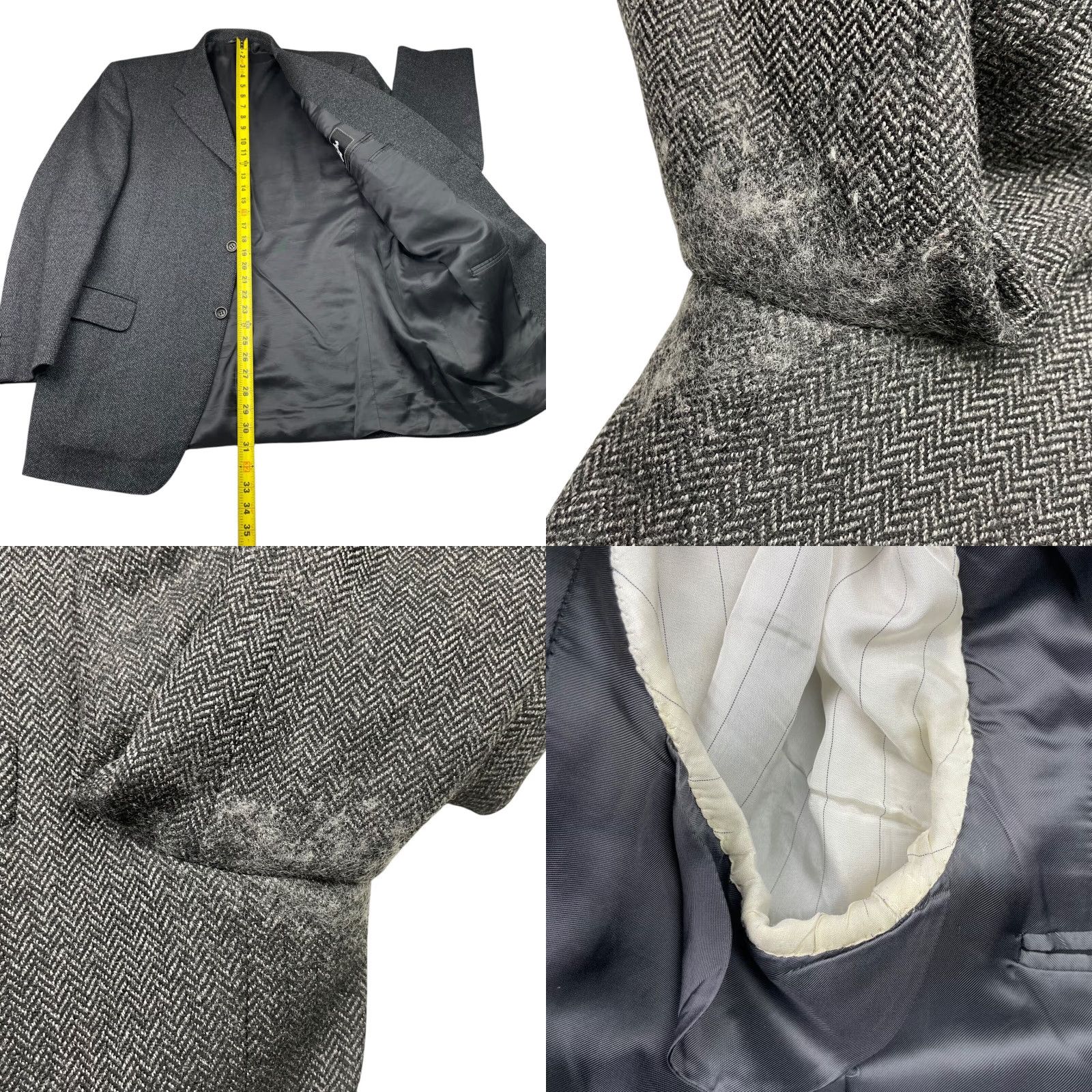 Canali VINTAGE Canali Proposta Men's Blazer 42R Gray Herringbone Wool Tweed 3-Button Notch Lapel Italy Mens Size 42R - 9 Thumbnail