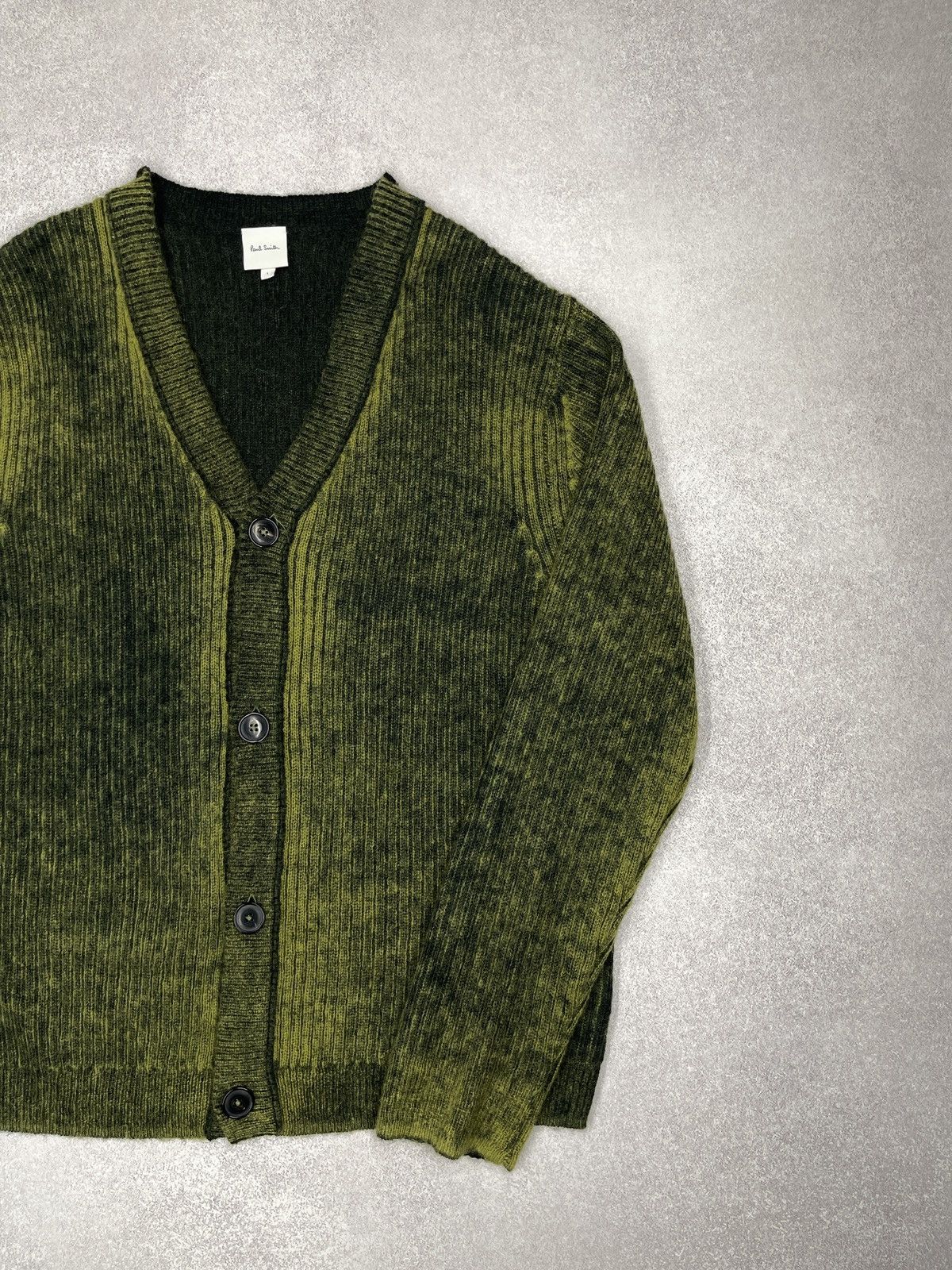 Paul Smith Mens Paul Smith Acid Wash Print Effect Wool Mohair Cardigan Green Size US L / EU 52-54 / 3 - 4 Thumbnail