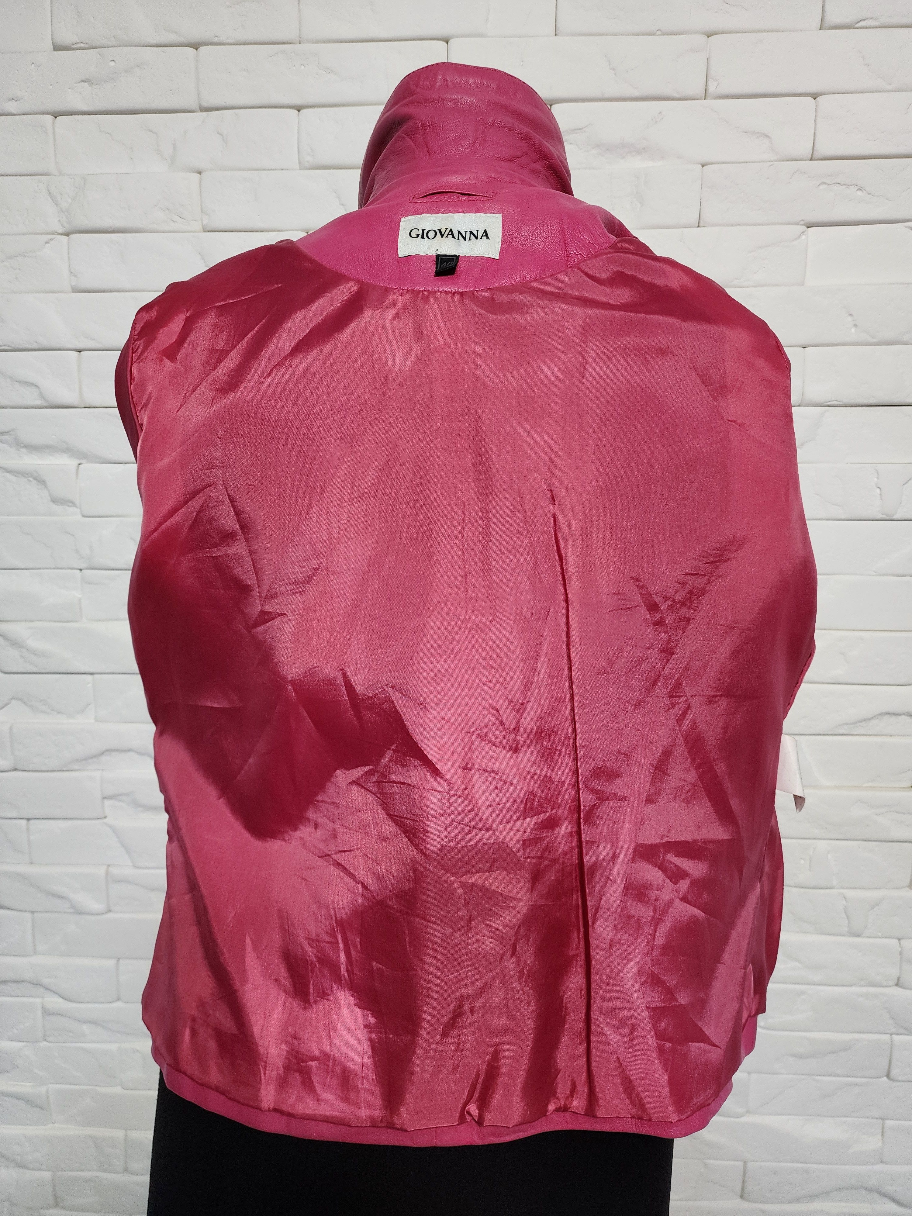Designer Pink Leather Women's Sporty Jacket: Size M / US 6-8 / IT 42-44 - 7 Thumbnail