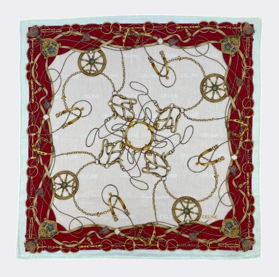 Celine Vintage Celine Paris Silk Scarf - Equestrian Harness Motif Size ONE SIZE - 1 Thumbnail