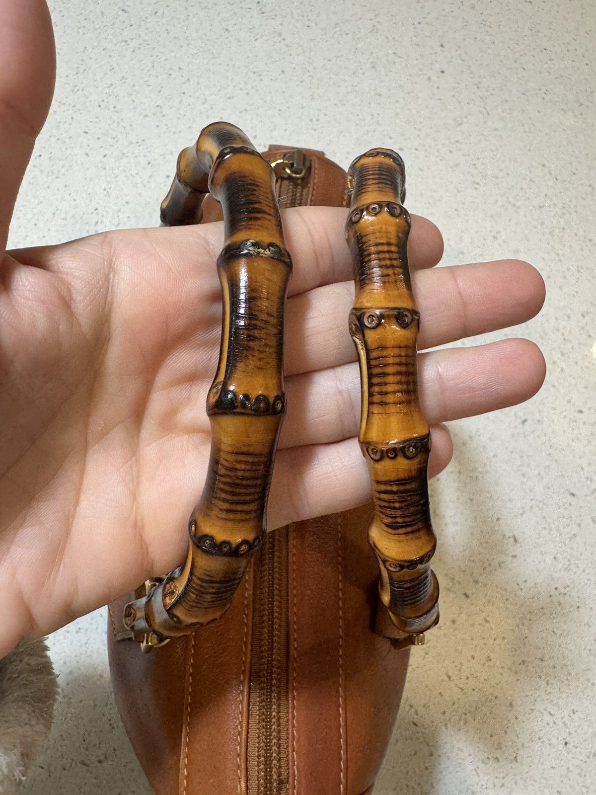 Gucci Gucci Vintage Bamboo Handle Bag - Brown Leather with COA Size ONE SIZE - 10 Thumbnail