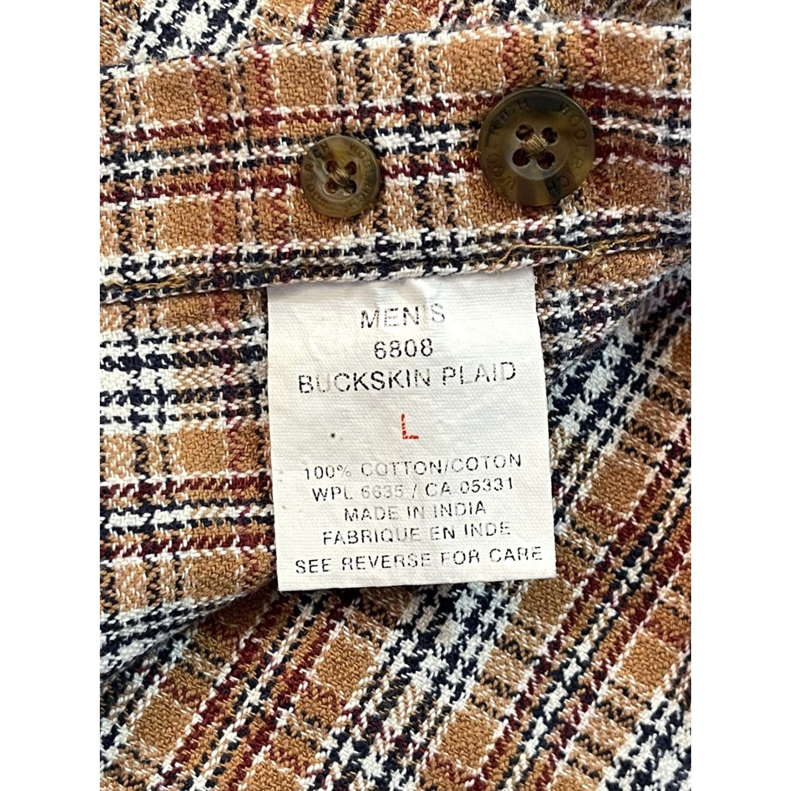 Vintage VINTAGE Woolrich Shirt Buck Skin Plaid Button-Up Flannel Checkered Sz L Men’s Regular Outdoor Woolrich Shirt Size US L / EU 52-54 / 3 - 5 Thumbnail