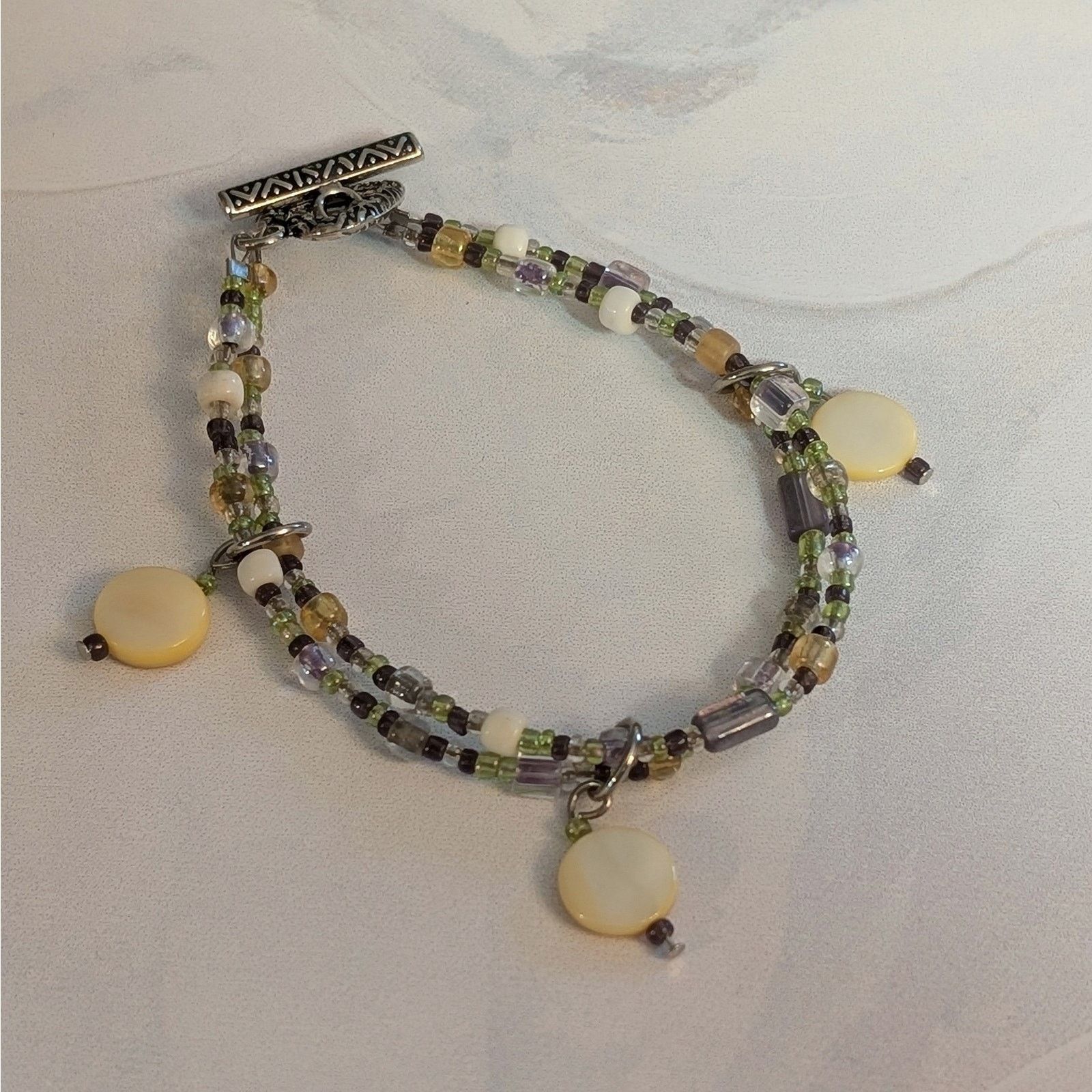 Vintage VTG 1980s 20" Layered Beaded MOP Disc Pendant Necklace Set Size ONE SIZE - 8 Thumbnail