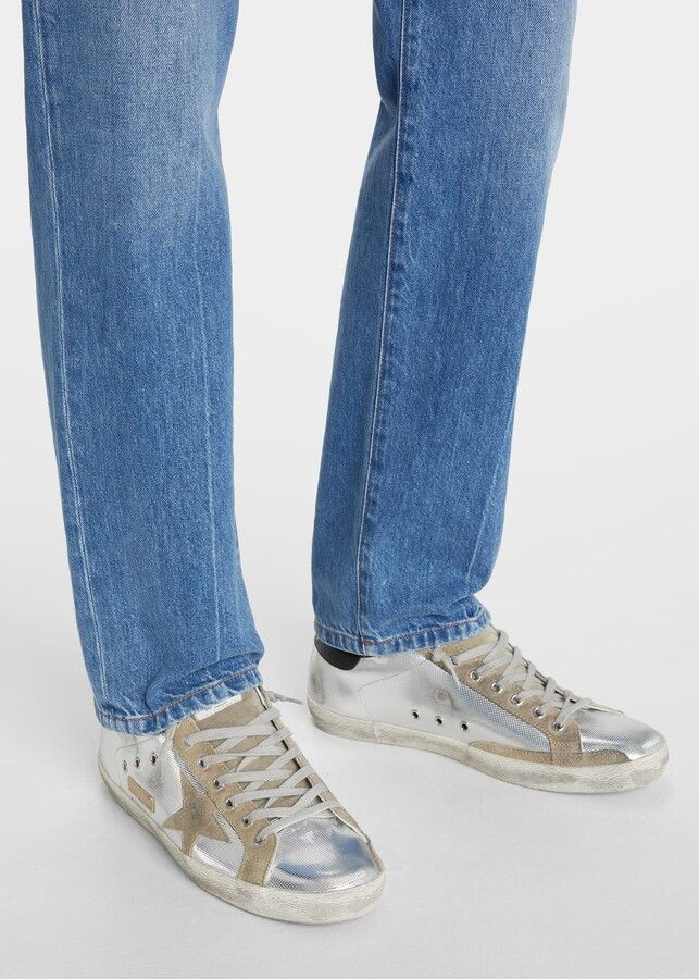 Golden Goose o1w1db10625 Super Star Metallic Low-Top Sneakers Size US 12 / EU 45 - 2 Thumbnail