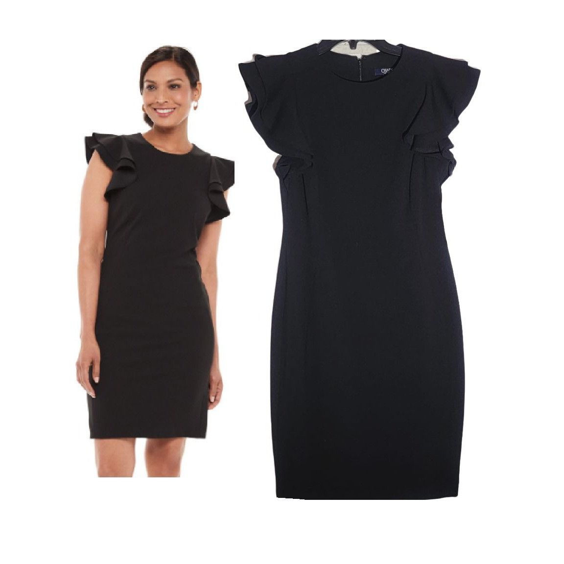 Chaps Elegant Chaps Sz 4 Black Sheath Dress with Flutter Sleeves f Size S / US 4 / IT 40 - 1 Thumbnail