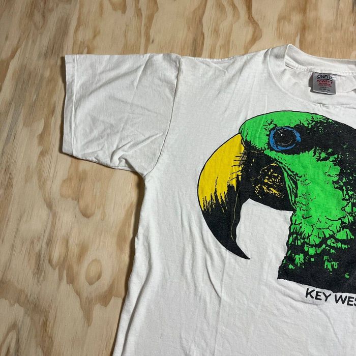 Vintage Vintage Green Parrot Bar Shirt XL White Pop Art Tee Oneita