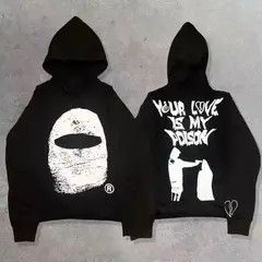 Japanese Brand Hip Hop Retro Creative Print Loose XL Hooded Sweatshirt Size US XL / EU 56 / 4 - 4 Thumbnail