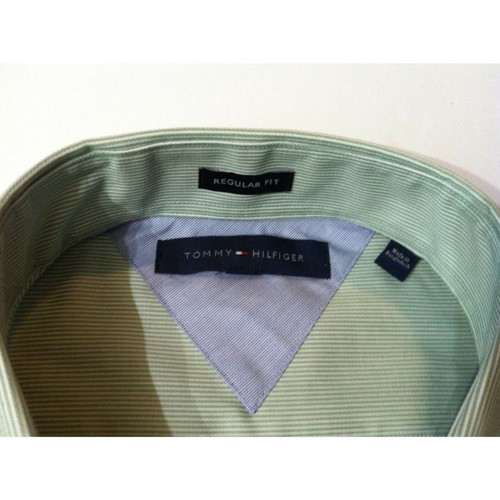 Tommy Hilfiger TOMMY HILFIGER MENS NEW GREEN COTTON DRESS SHIRT 17/32-33 Size US XL / EU 56 / 4 - 2 Thumbnail