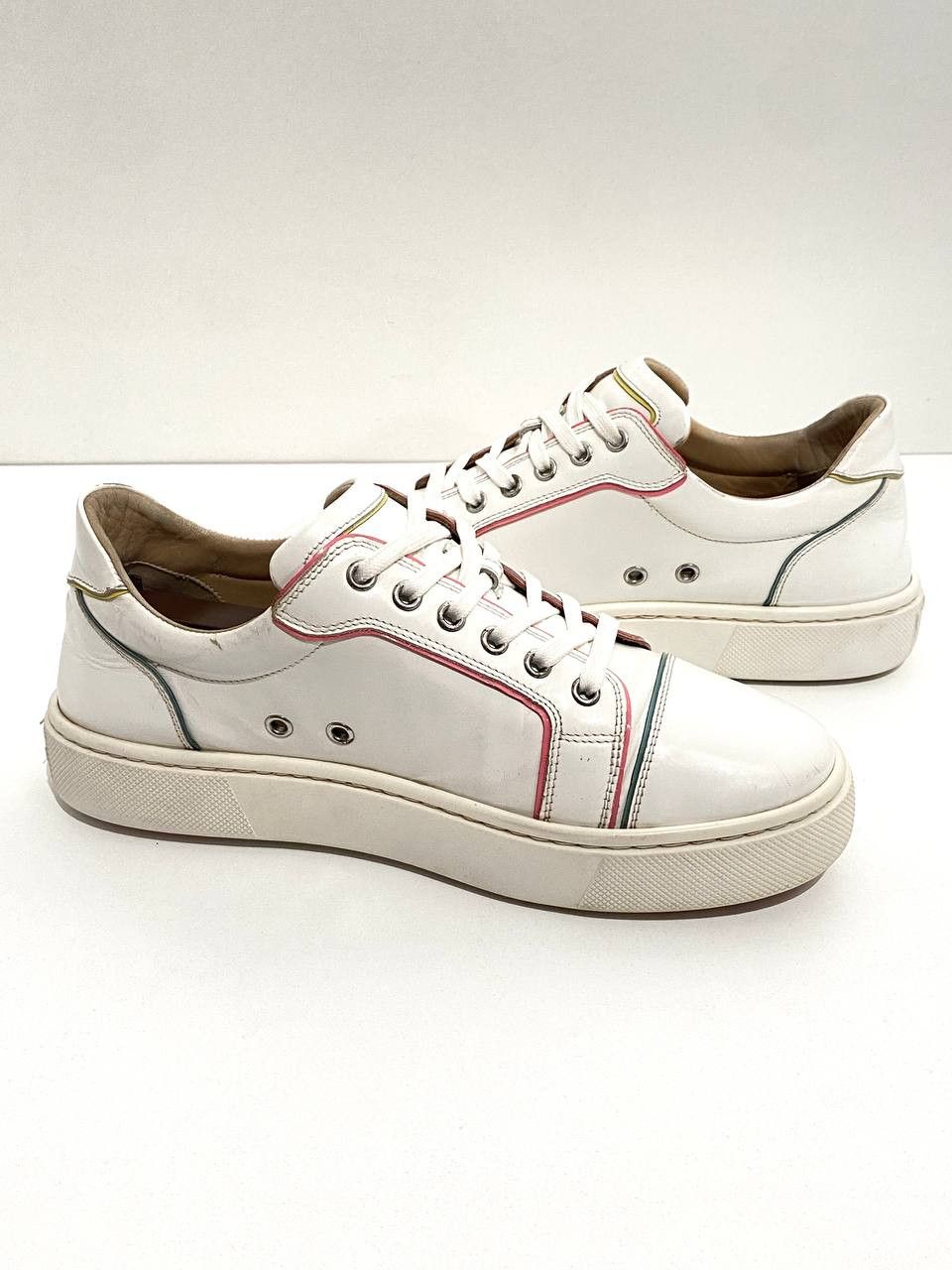 Christian Louboutin Christian Louboutin White Multi Leather Low Top Sneakers Size US 10 / IT 40 - 5 Thumbnail
