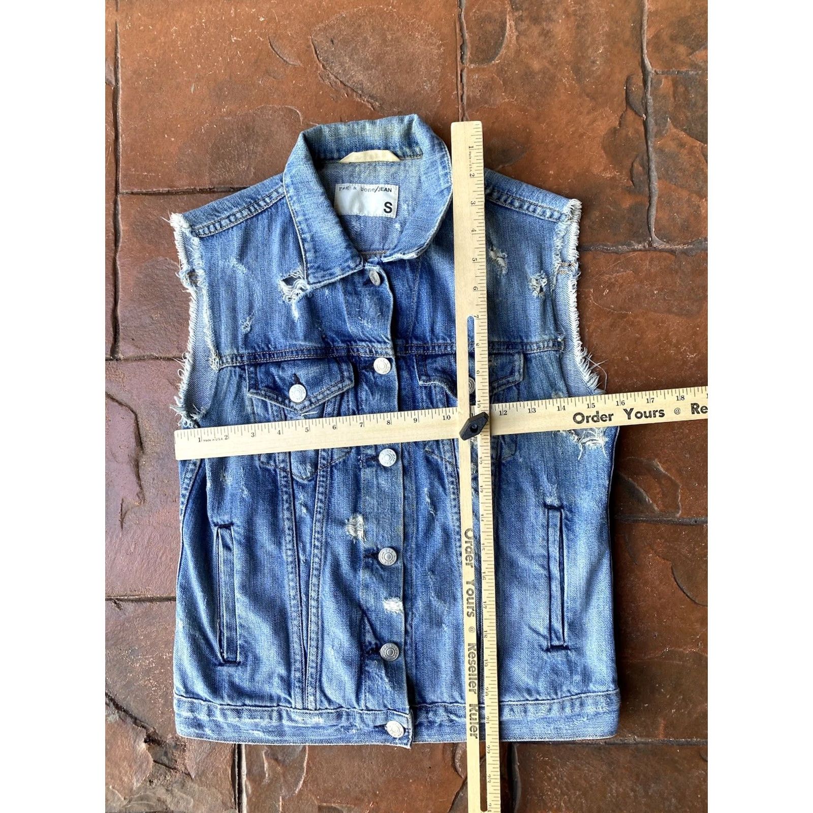 Rag & Bone Rag & Bone Denim Jean Vest Womens Small Blue Distressed Size 28" / US 6 / IT 42 - 6 Thumbnail